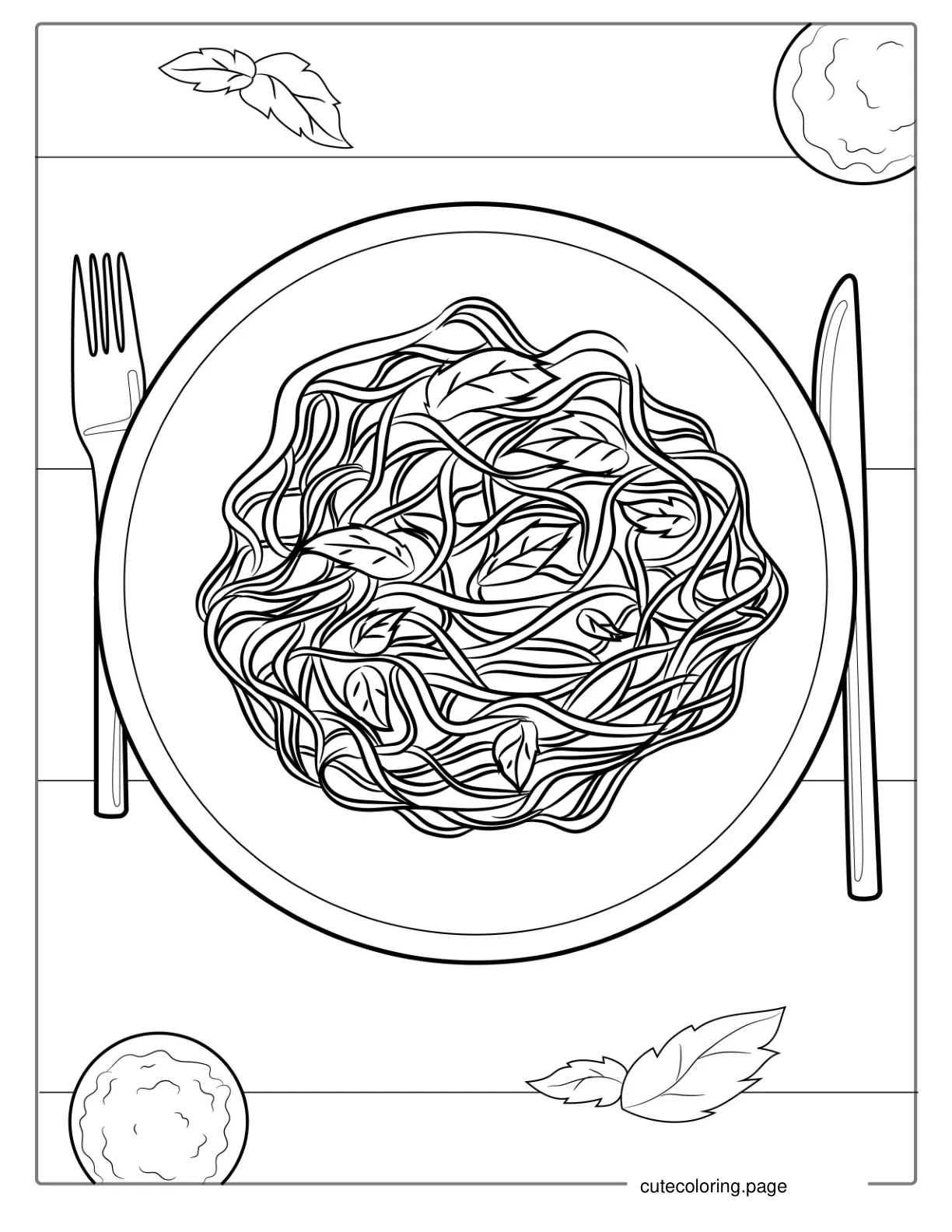 Italian Spaghetti Coloring Page coloring page