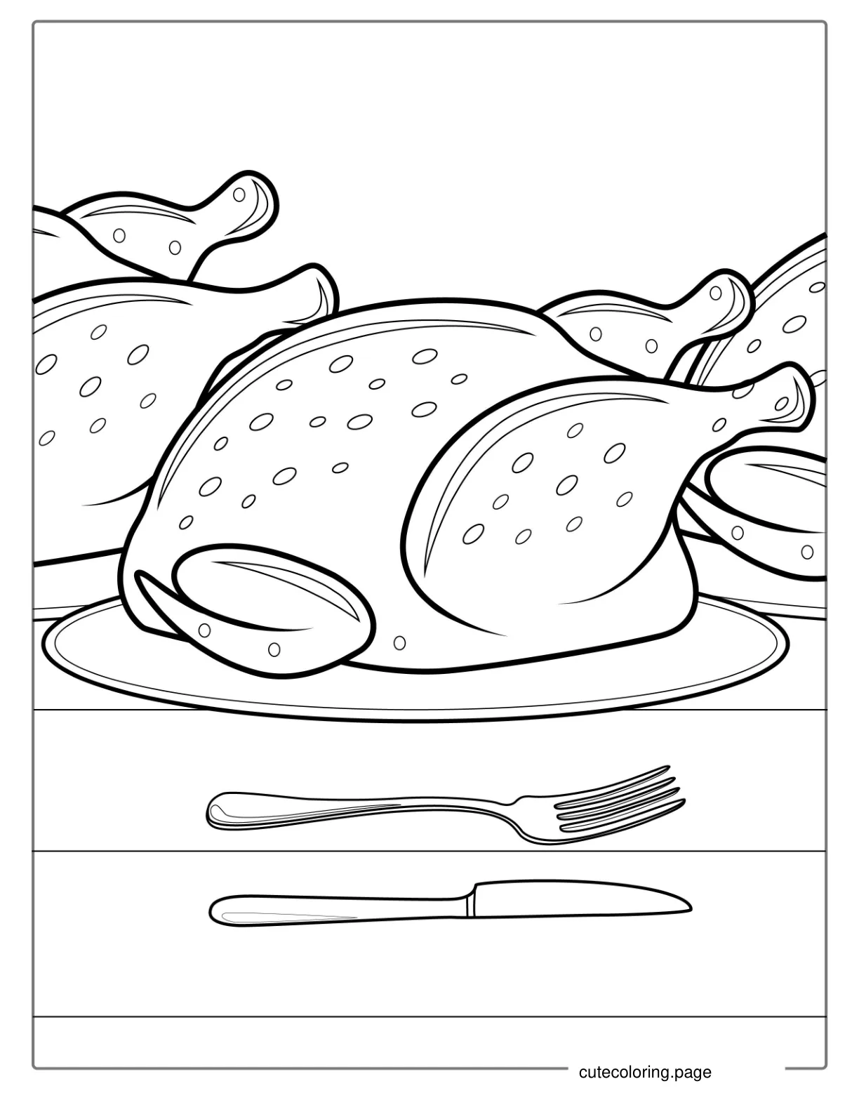 Roast Chicken To Color coloring page