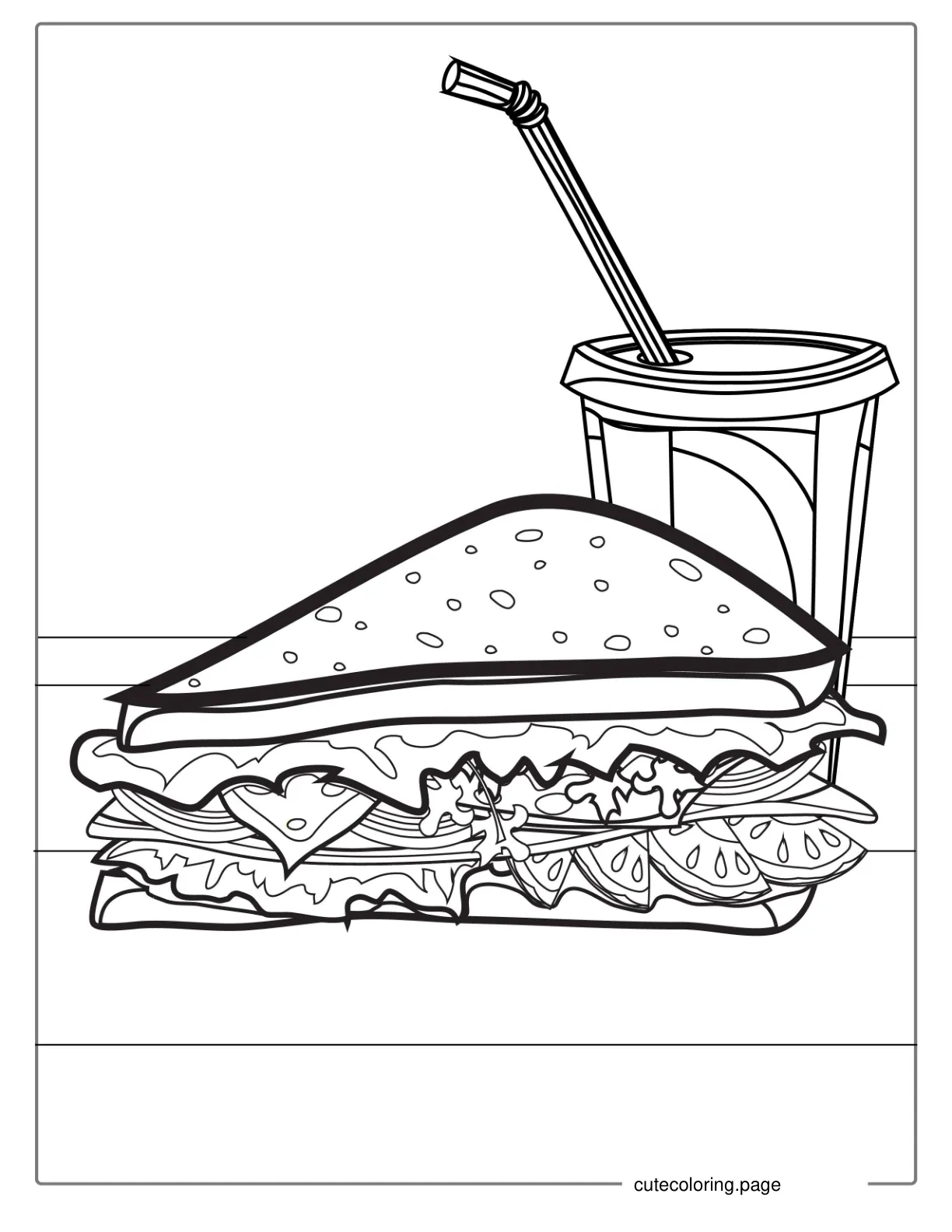 Sandwich And Soda Coloring Page coloring page