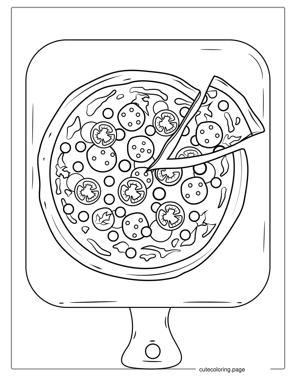 Simple Outline Of Pizza To Color For Kids coloring page