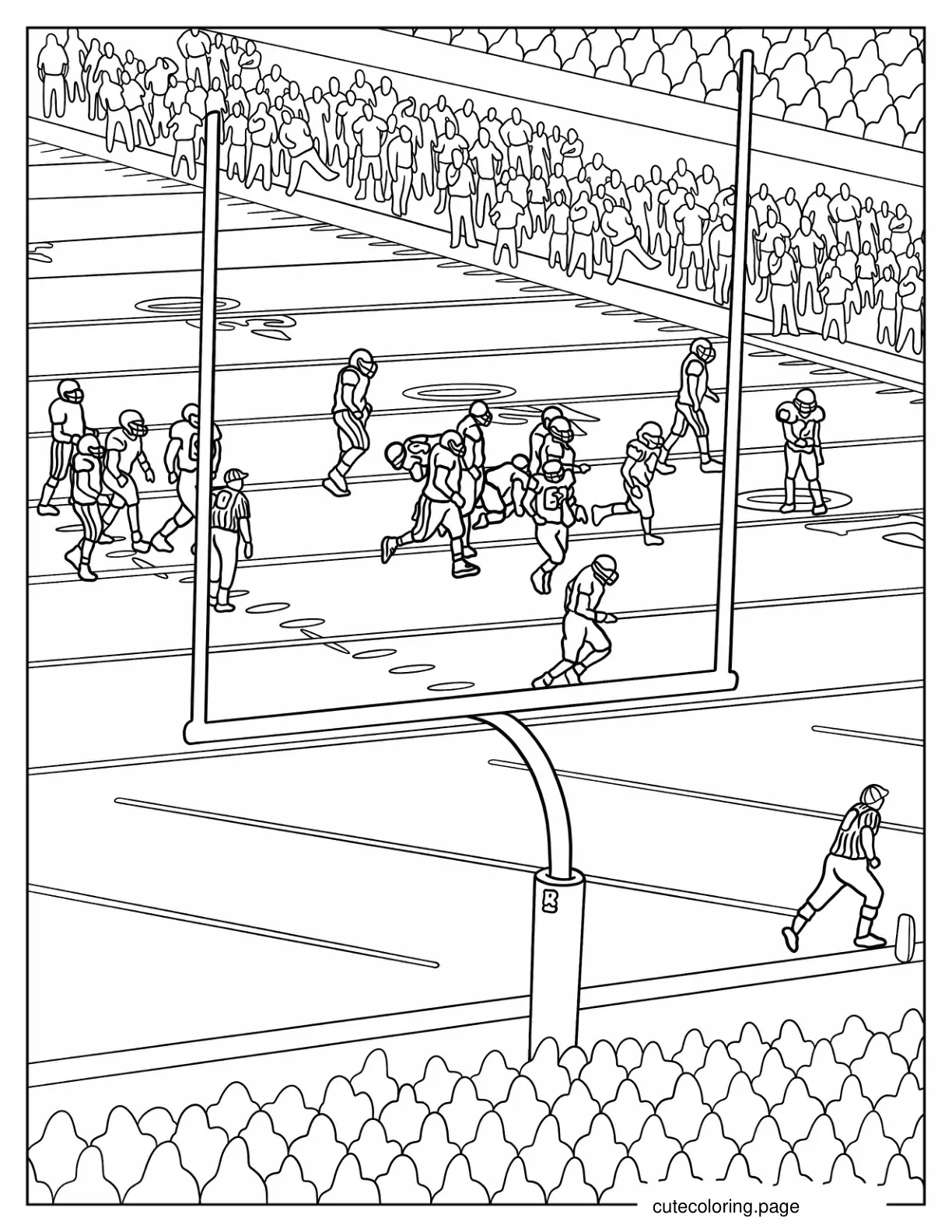 Coloring Page Of College Football Players With Spectators coloring page