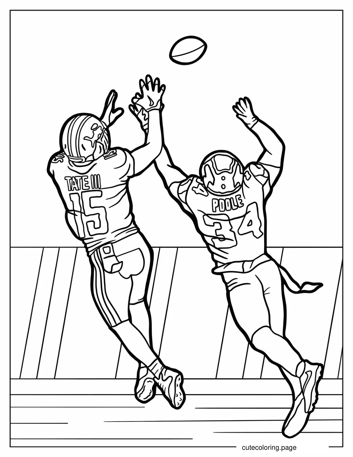 Coloring Sheet Of Football Player Catching Ball coloring page