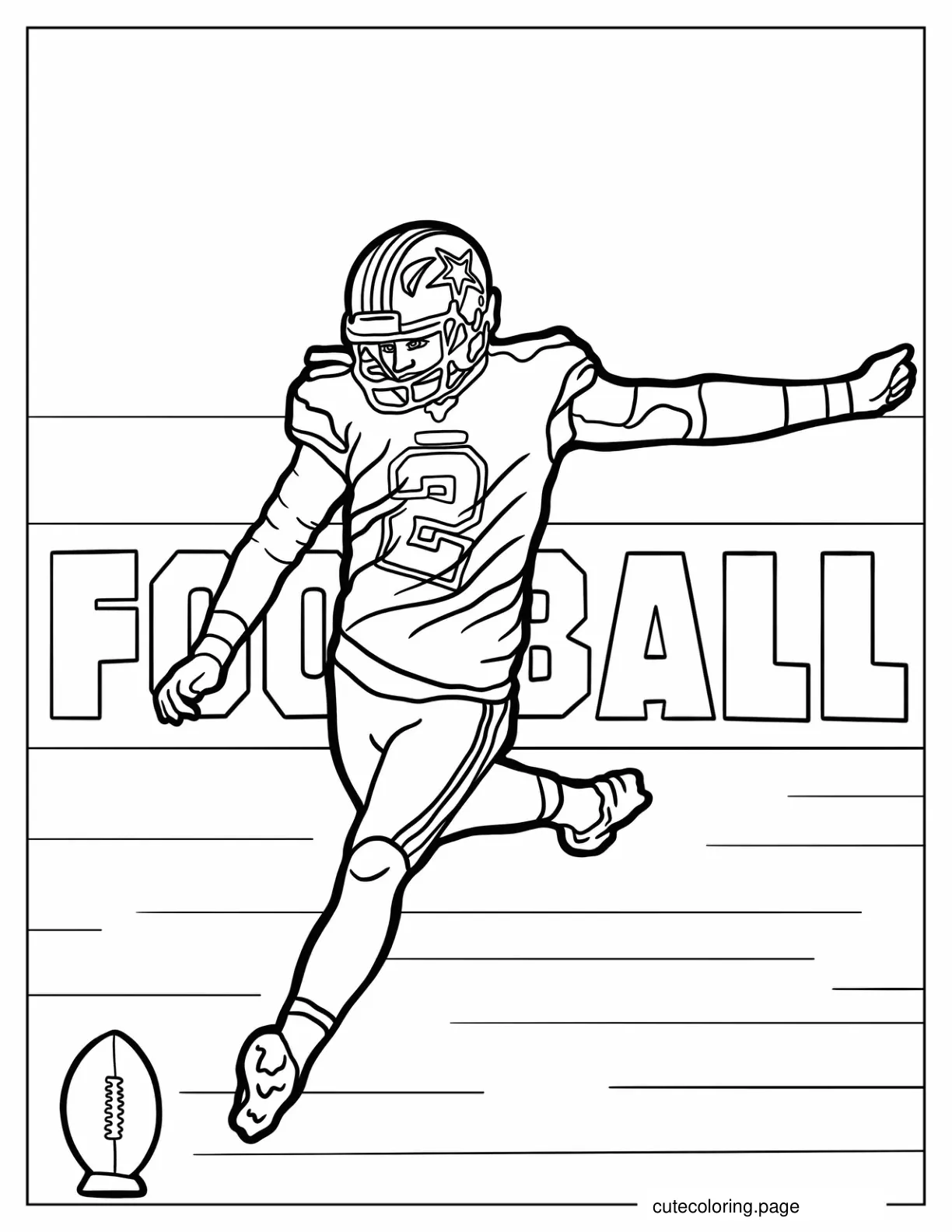 Coloring Sheet Of Football Player Kicking Ball coloring page