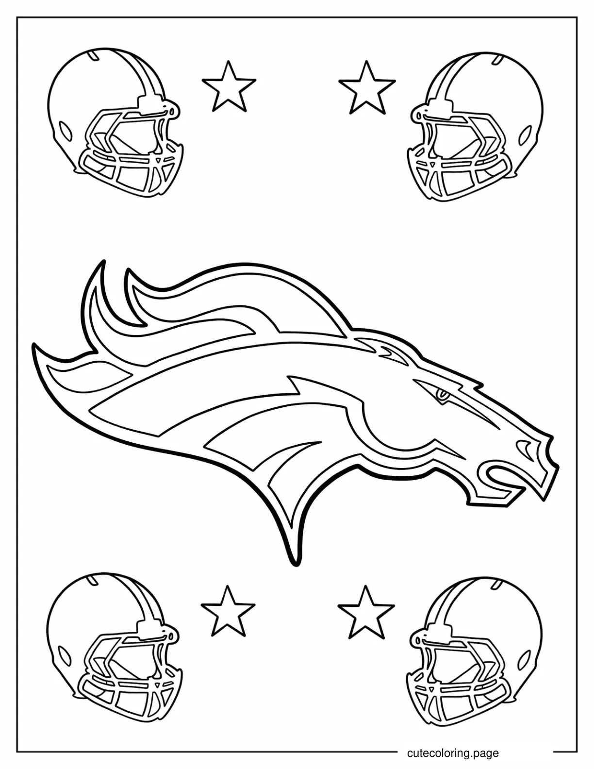 Denver Broncos Logo With Football Helmets coloring page