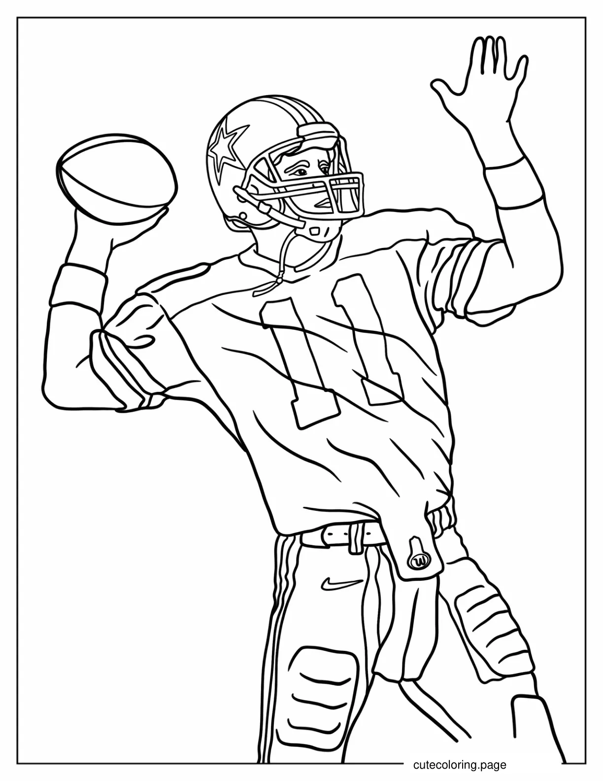 Easy Outline Of Quarterback Throwing Ball coloring page