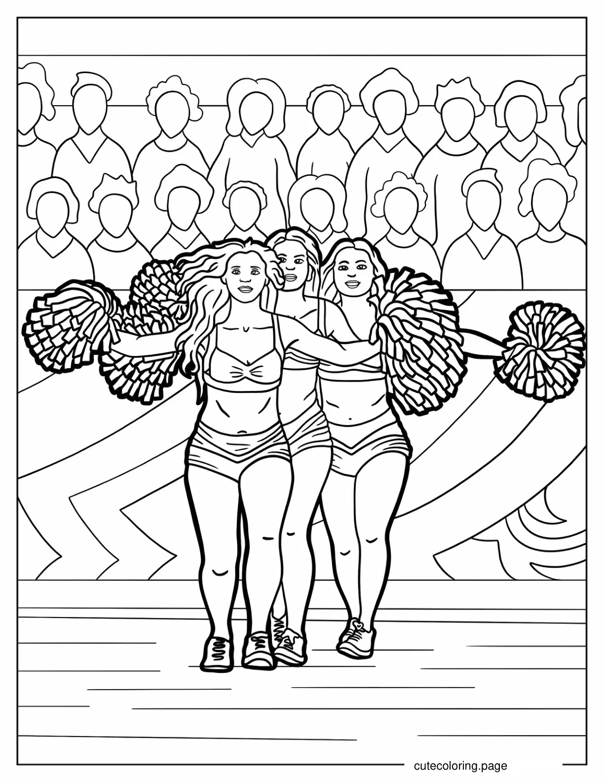 Football Cheerleaders To Color coloring page