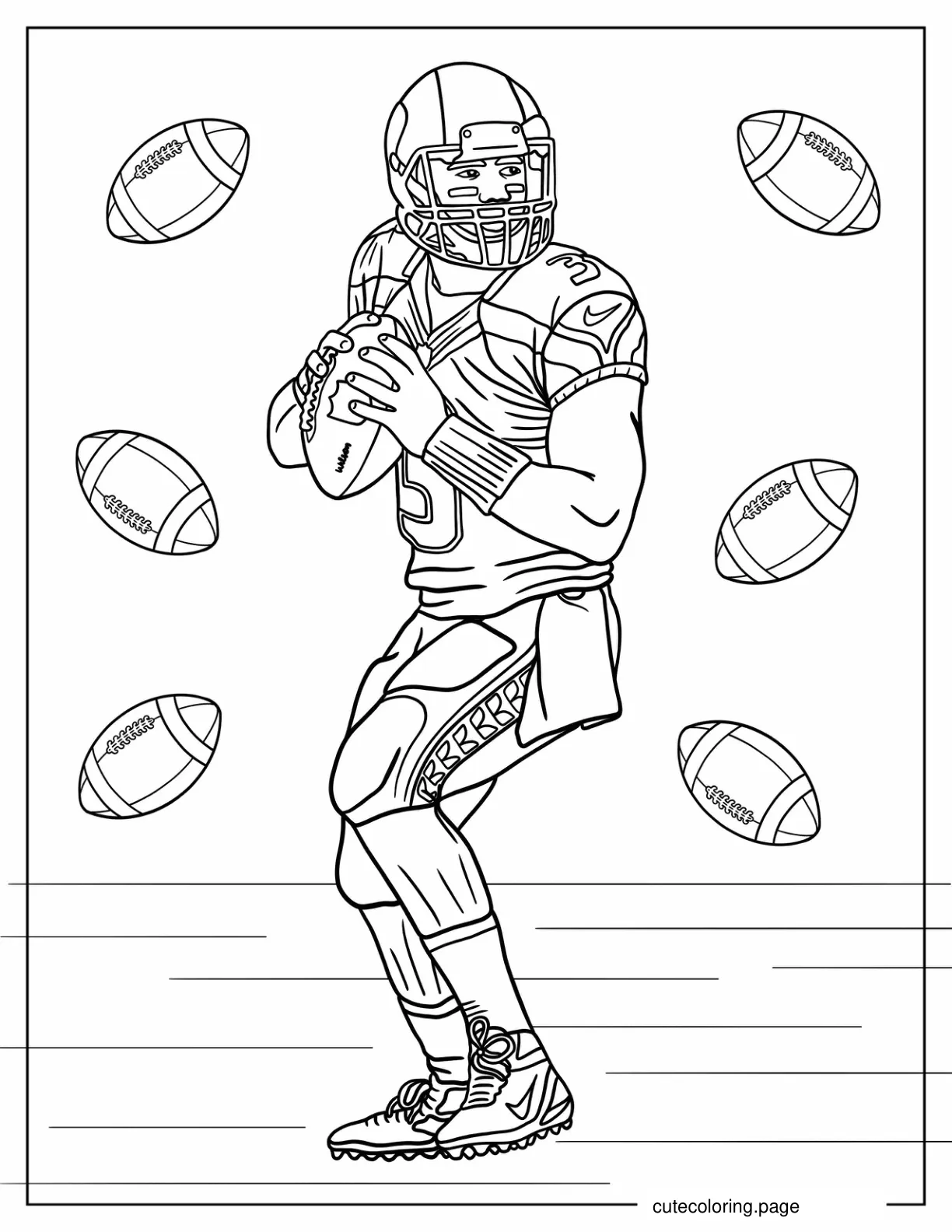 Football Player Coloring Sheet For Kids coloring page