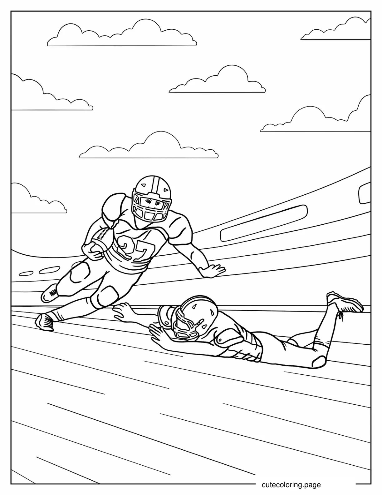 Football Player Dodging a Tackler coloring page