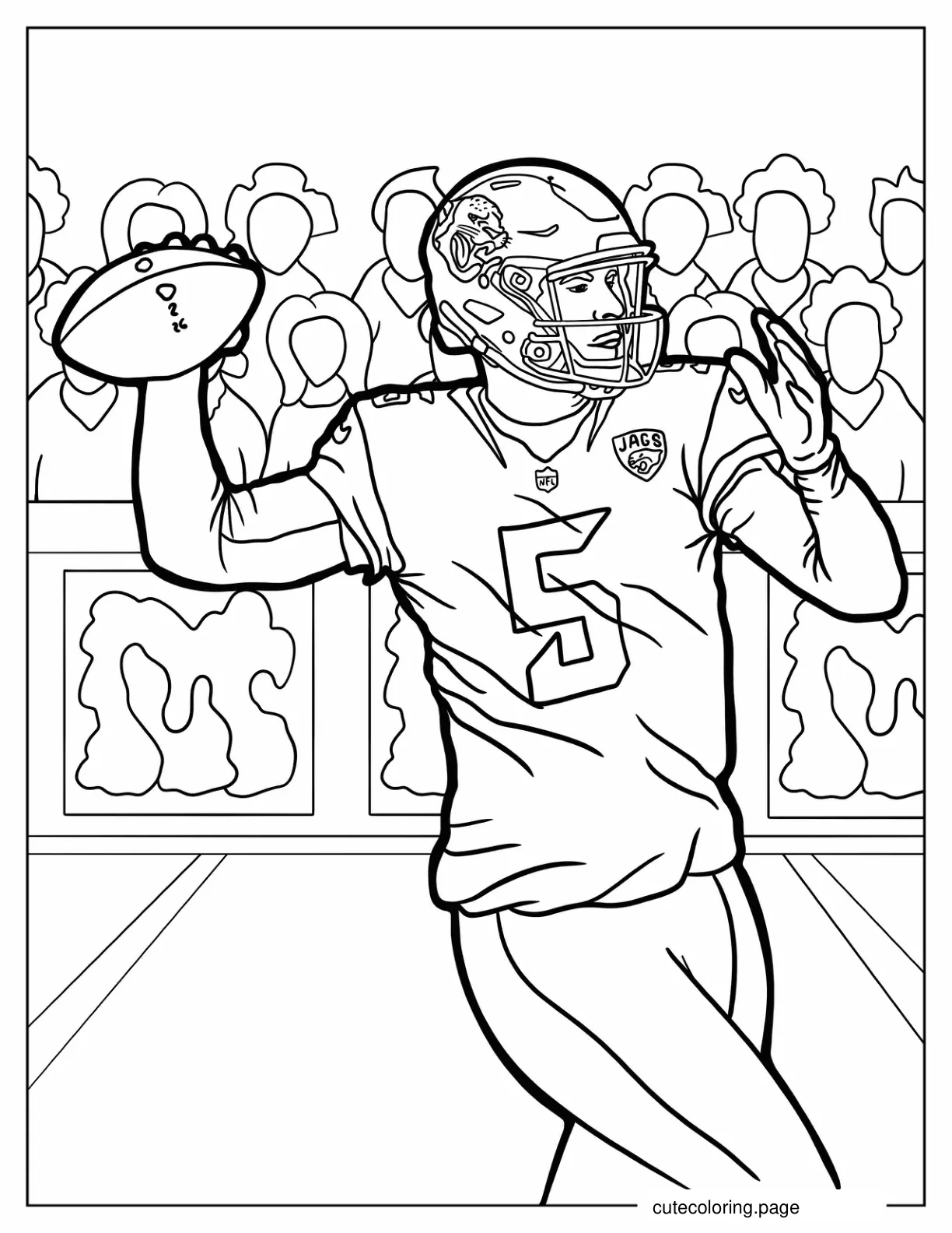 Quarterback Player Throwing The Pigskin To Color coloring page