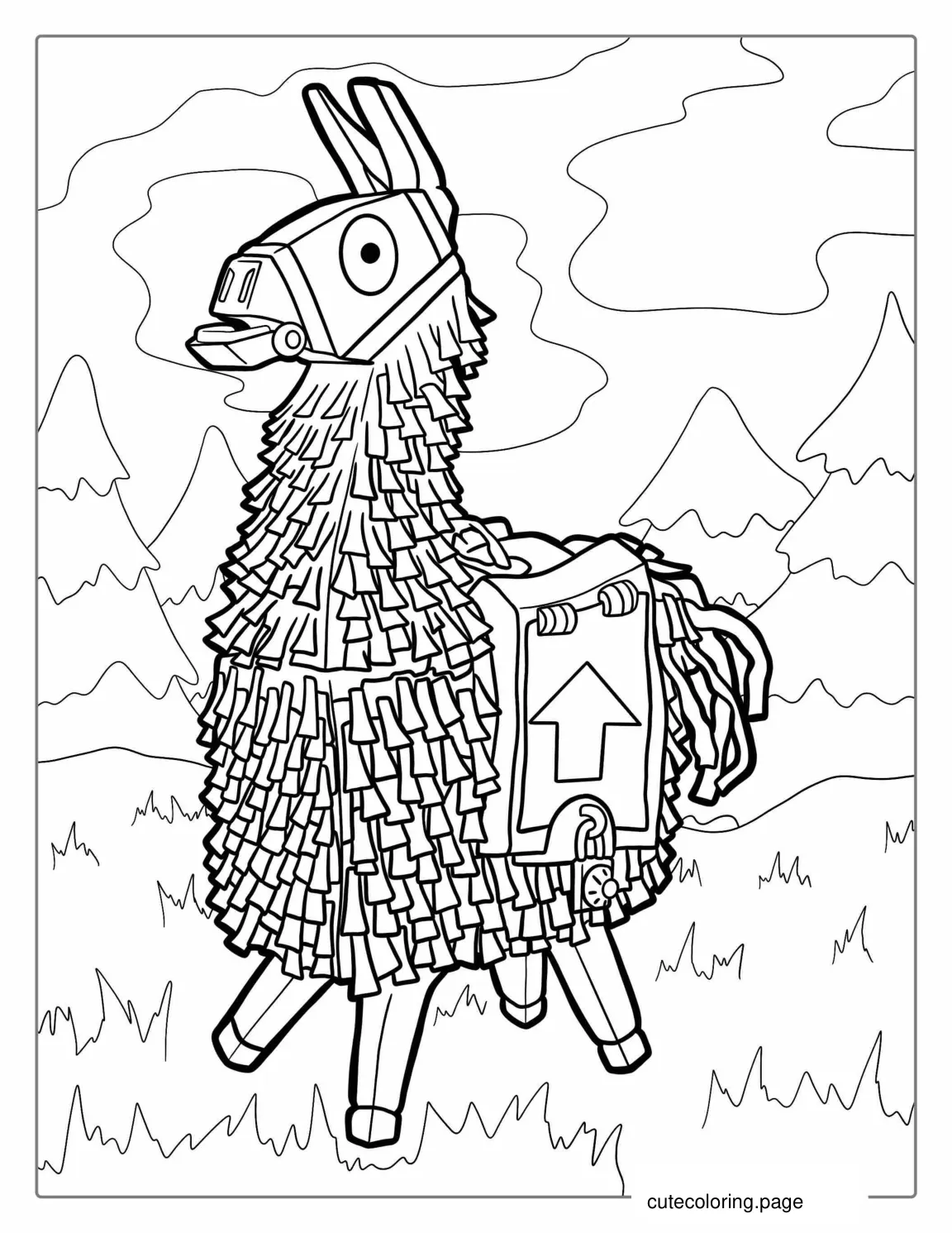 Cute Fortnite Llama To Color coloring page