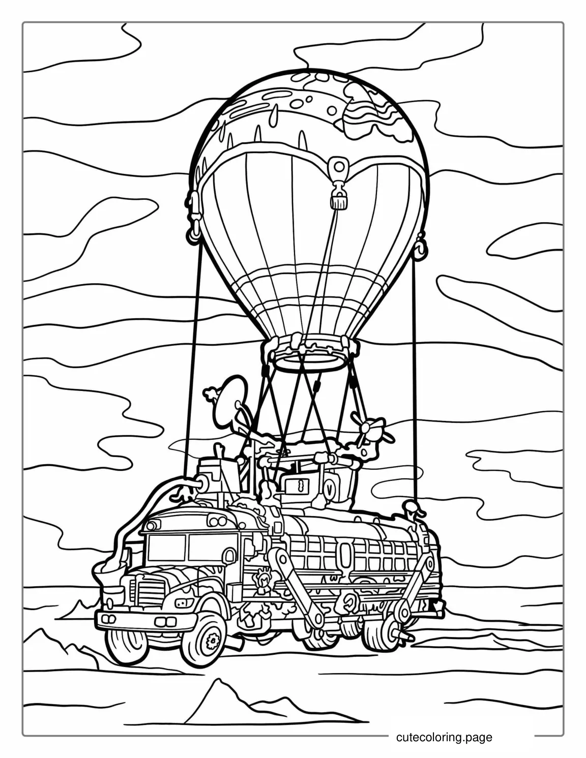 Fortnite Battle Bus Coloring Sheet coloring page