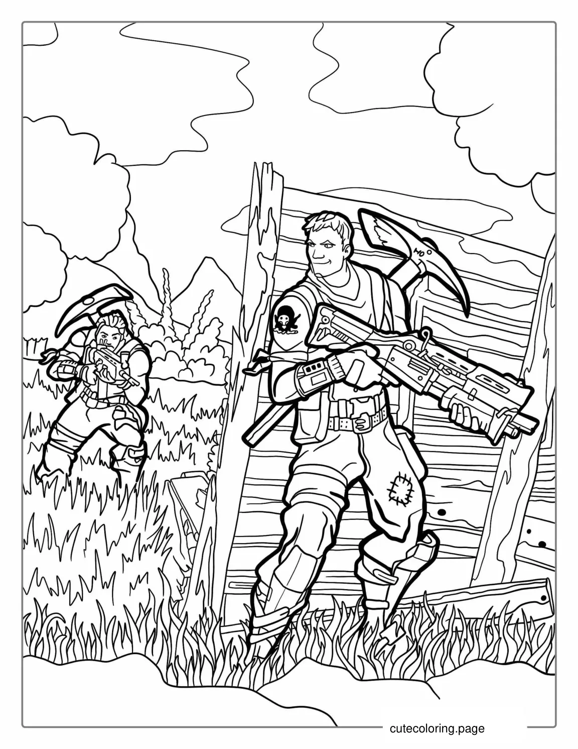 Fortnite Battle Royale Game Play Coloring Sheet coloring page