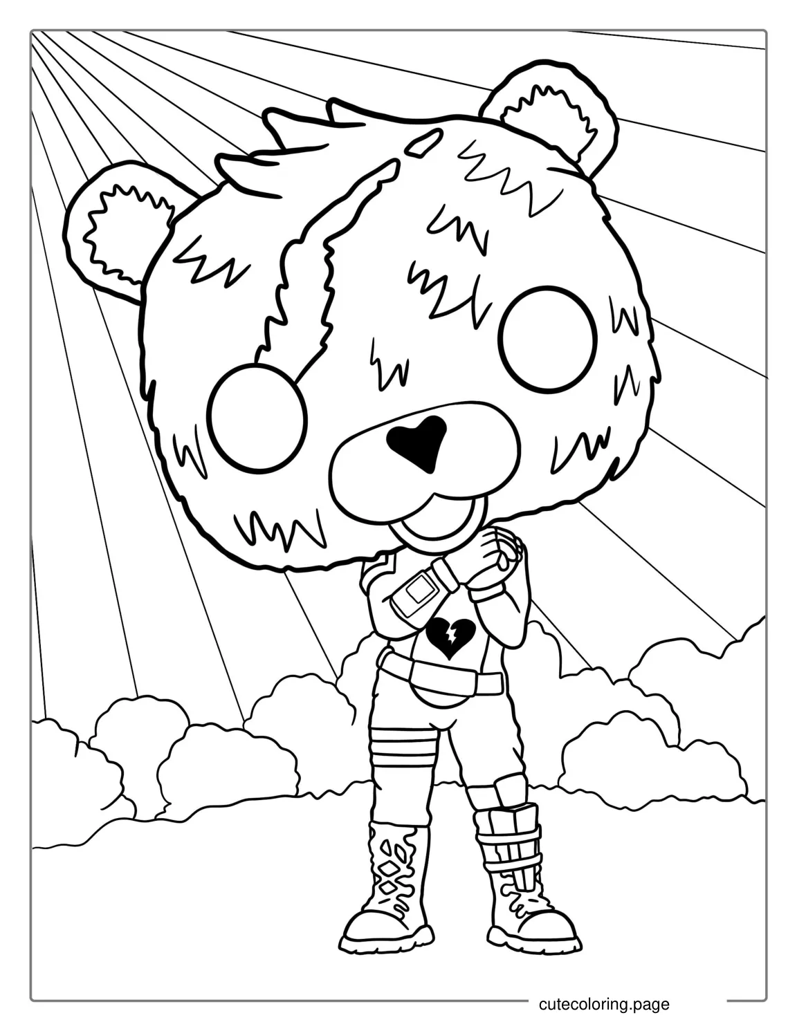 Fortnite Cuddle Team Leader Pink Teddy Coloring coloring page