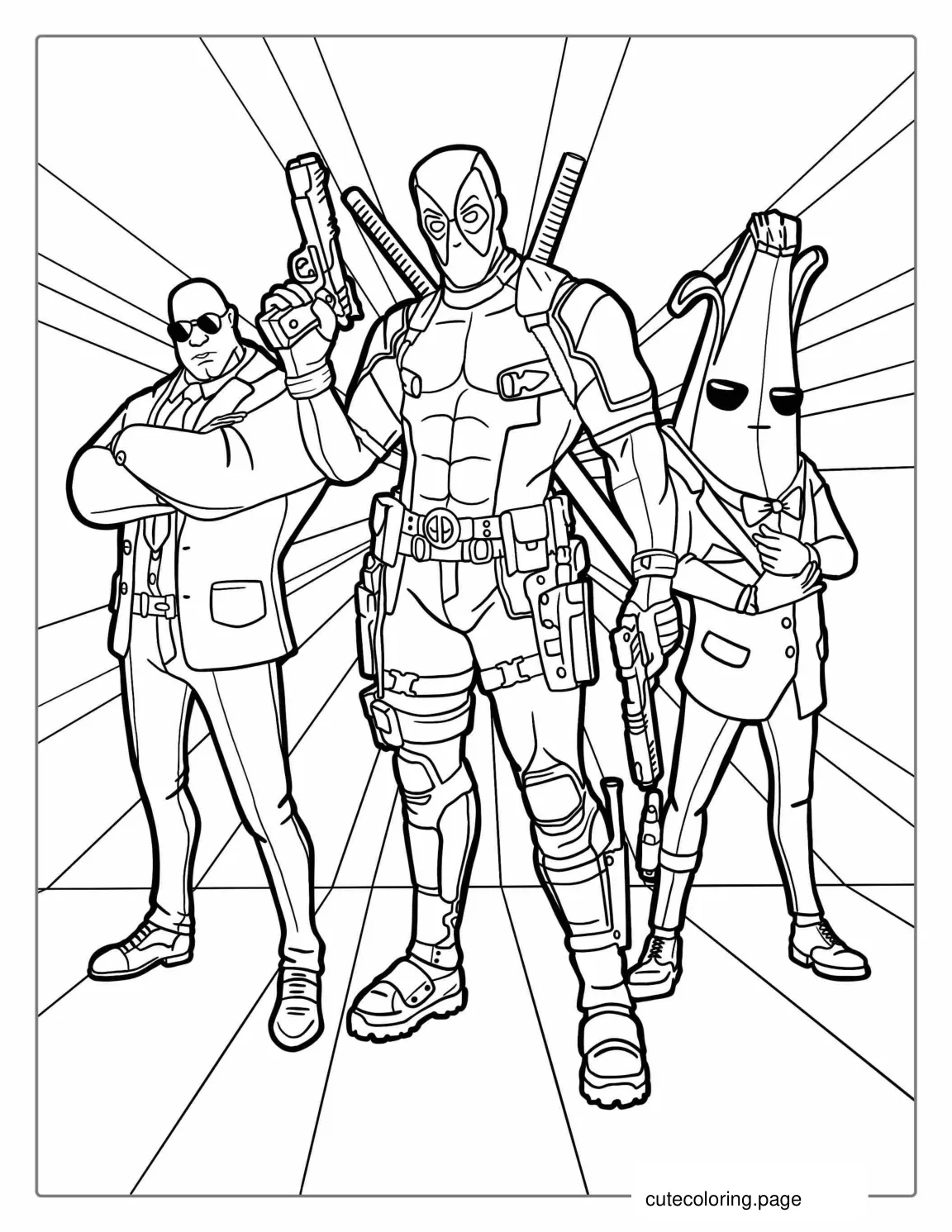 Fortnite Deadpool And Peely Coloring Page coloring page