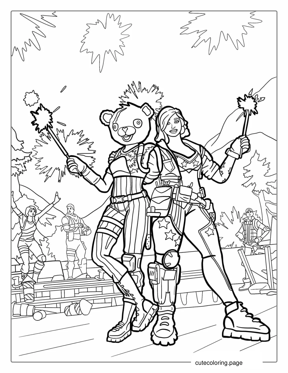 Fortnite Fireworks Team Coloring Sheet coloring page