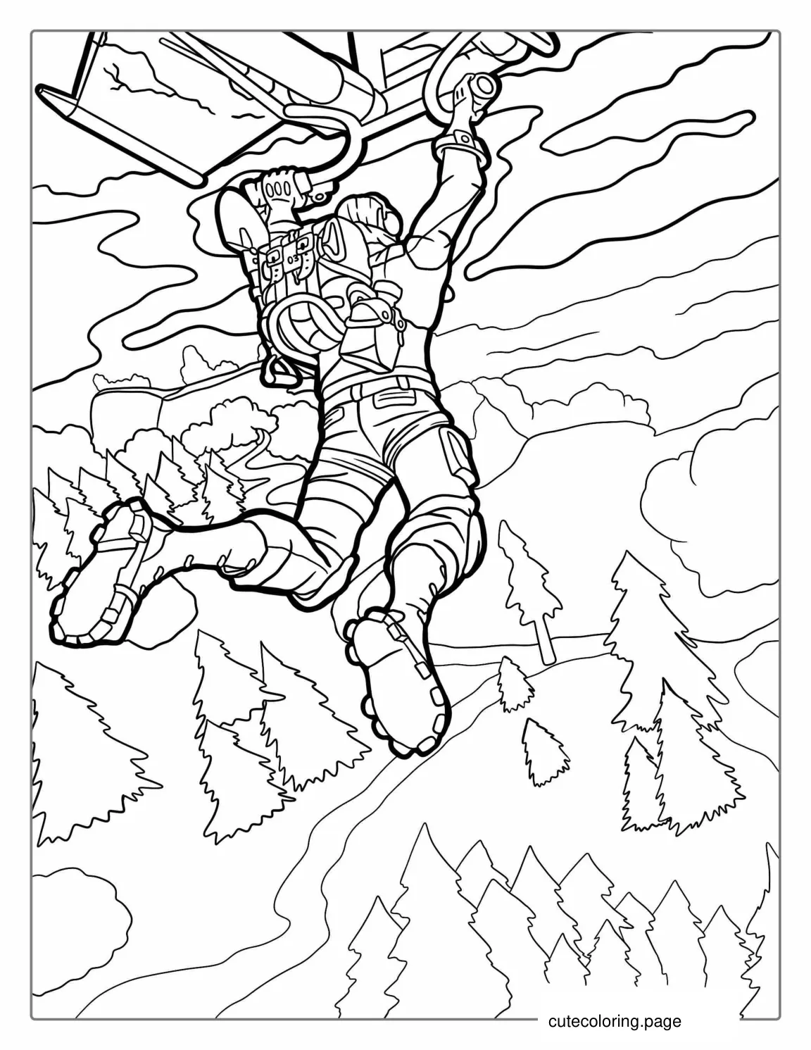 Fortnite Glider Into Battle Royale coloring page