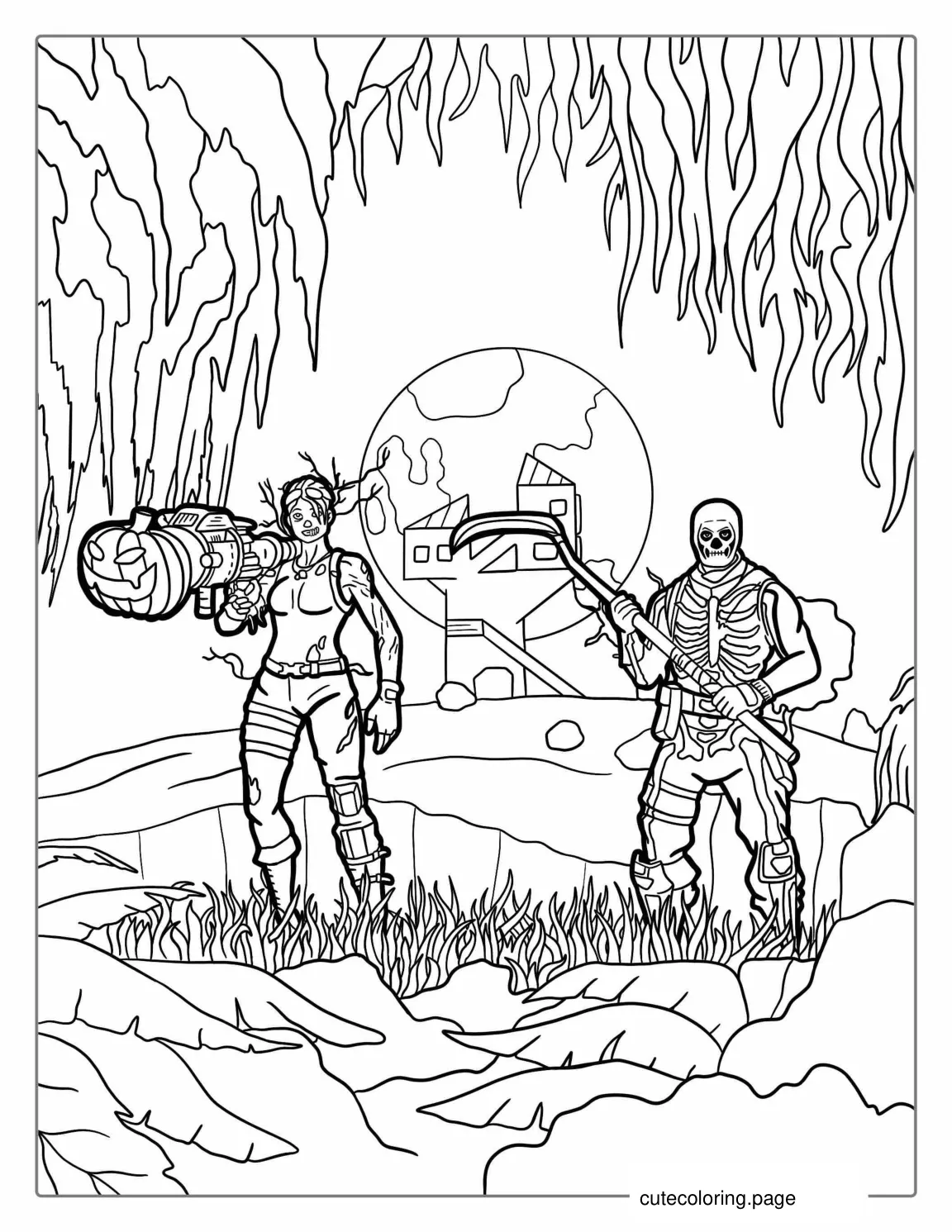 Fortnite Halloween Cartoon coloring page