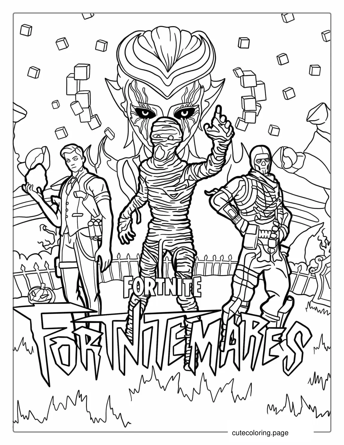 Fortnite Halloween Themed Coloring Sheet coloring page