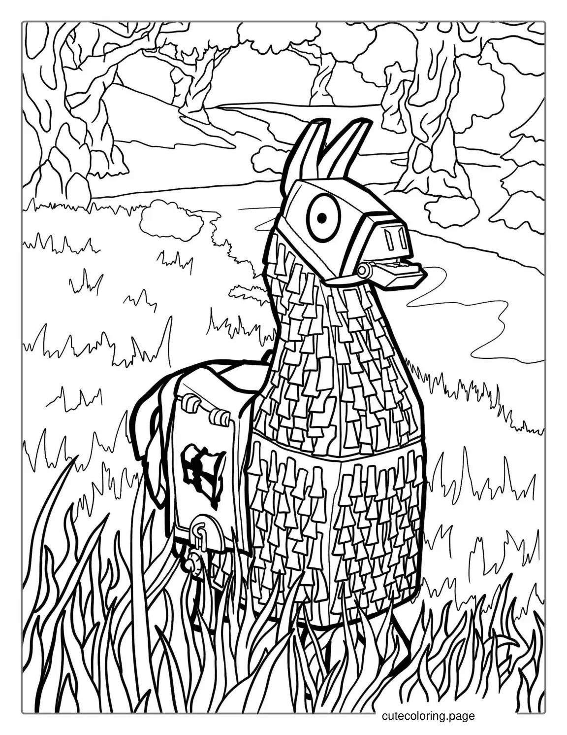 Fortnite Supply Llama Coloring Sheet For Kids coloring page