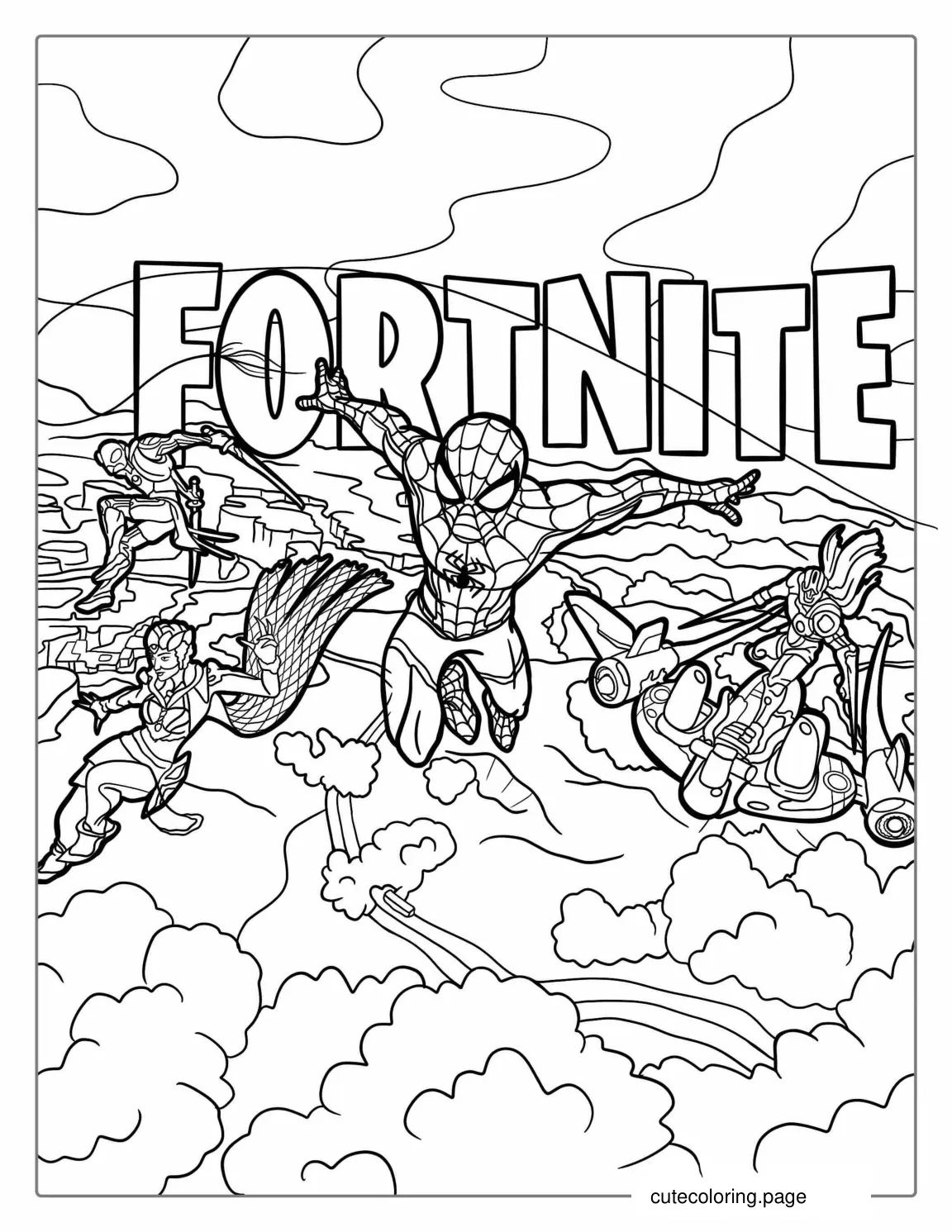 Spider Man Fortnite Skin With Logo coloring page