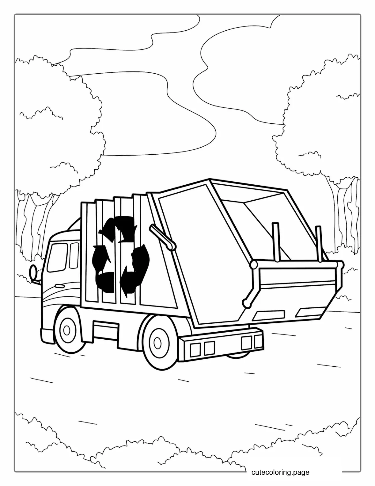 Back Loader Garbage Truck To Color1 coloring page