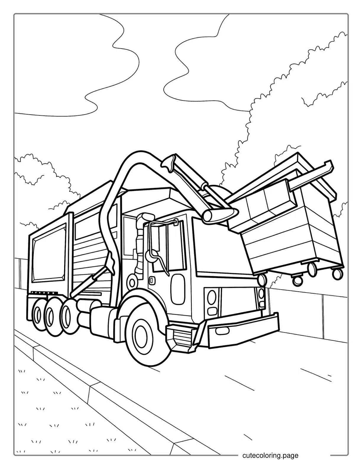 Big Front Loader Garbage Truck Coloring Sheet coloring page