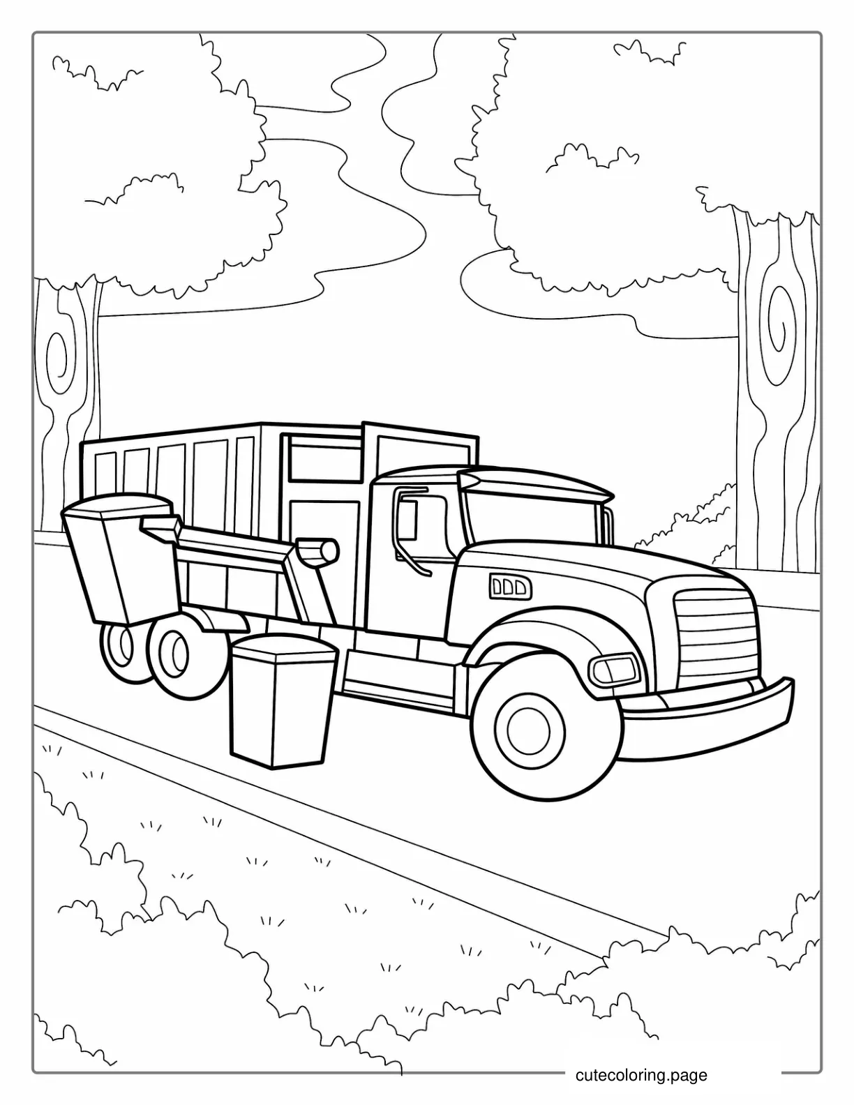 Coloring Page Of a Side Loader Garbage Truck coloring page