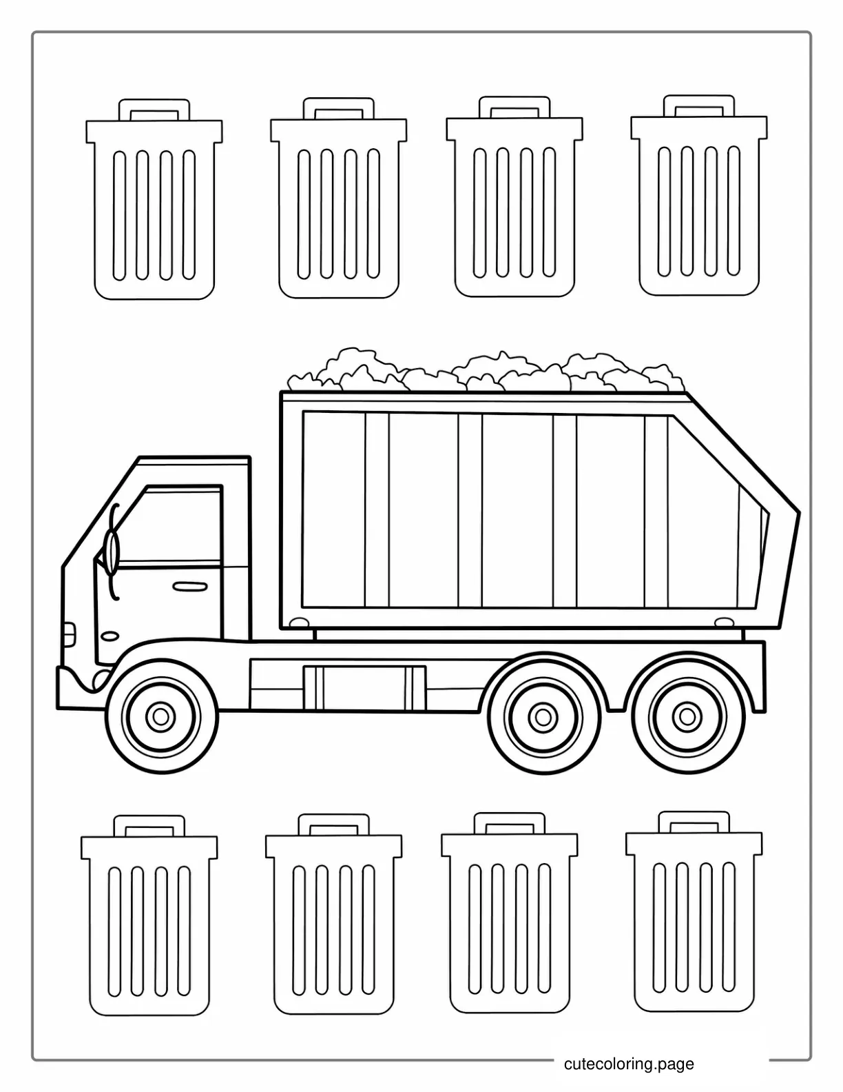 Easy Outline Of a Garbage Truck To Color For Preschoolers coloring page