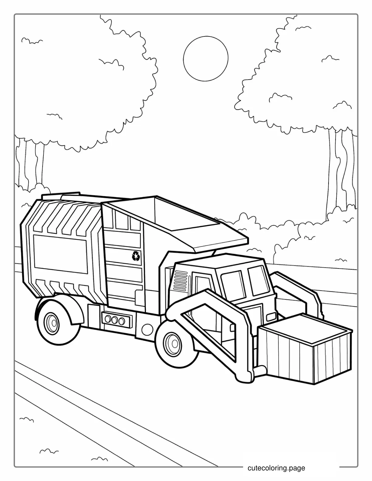 Front Loader Garbage Truck Coloring Sheet coloring page