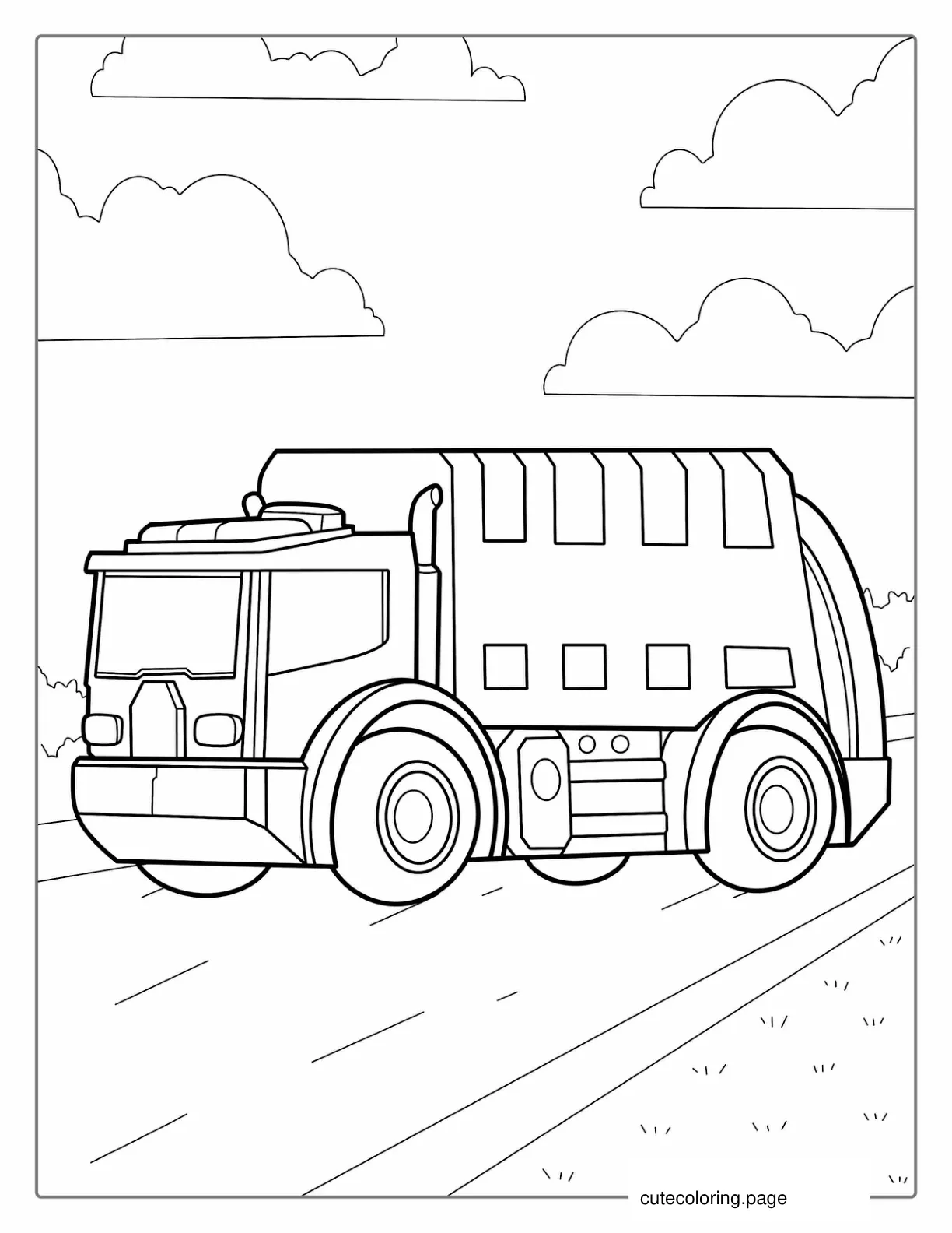 Large Modern Garbage Truck Coloring Page coloring page