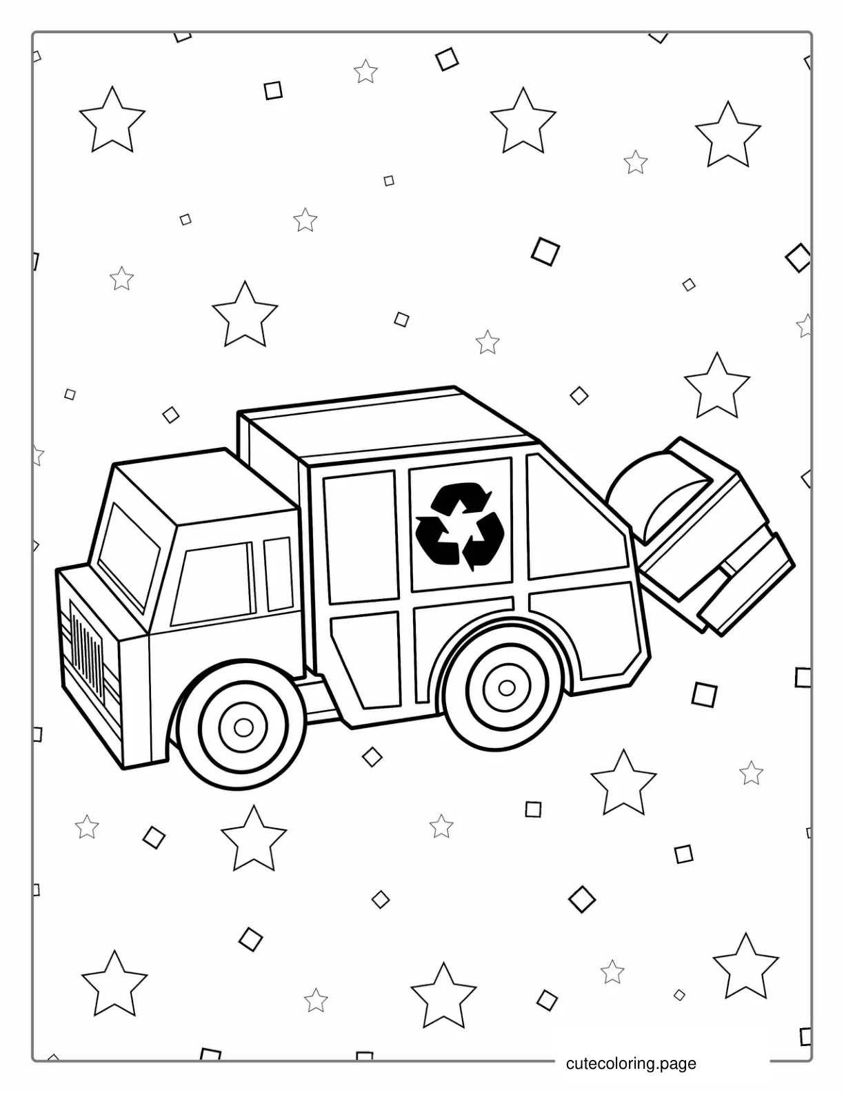 Recycling Garbage Truck Coloring Page coloring page