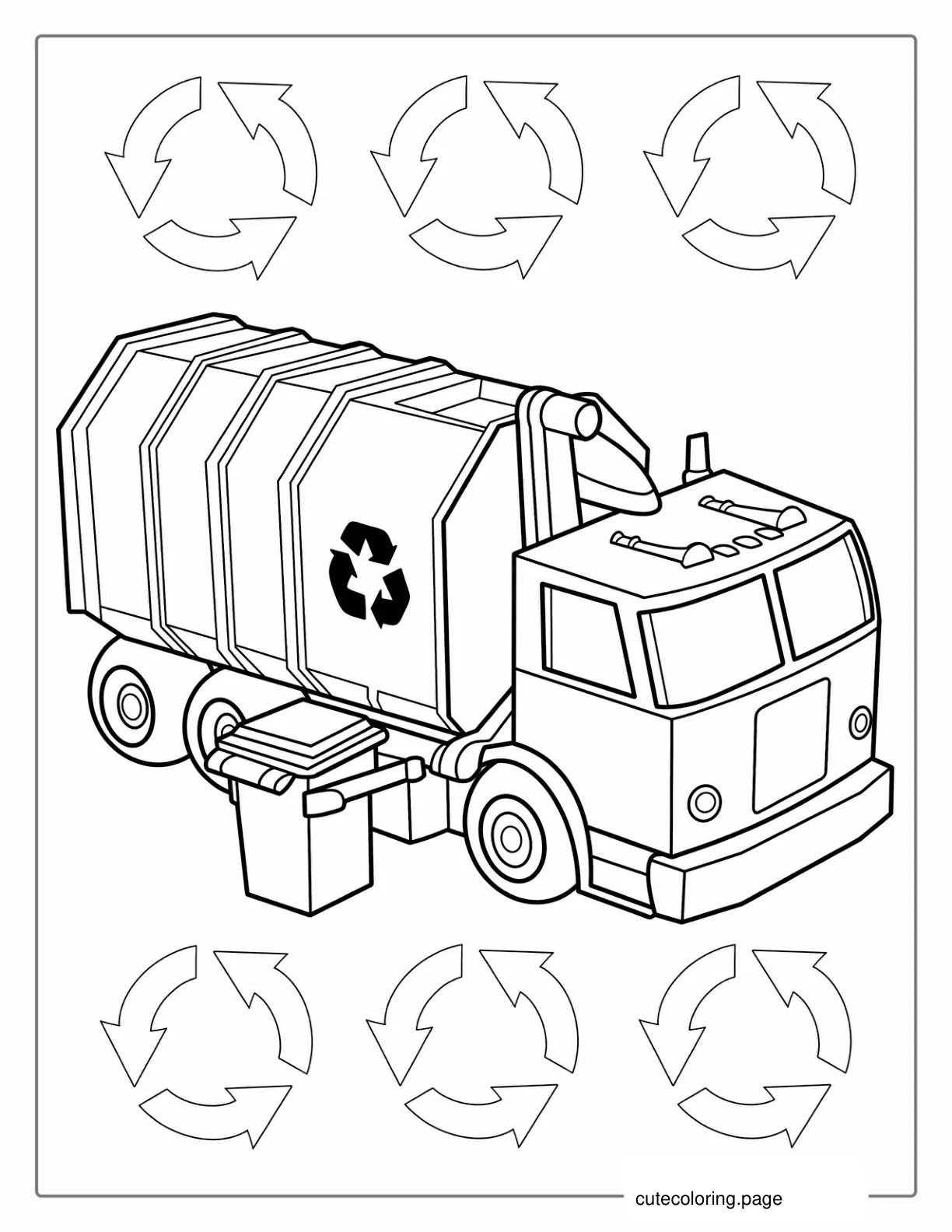 Side Loader Garbage Truck Coloring Sheet coloring page