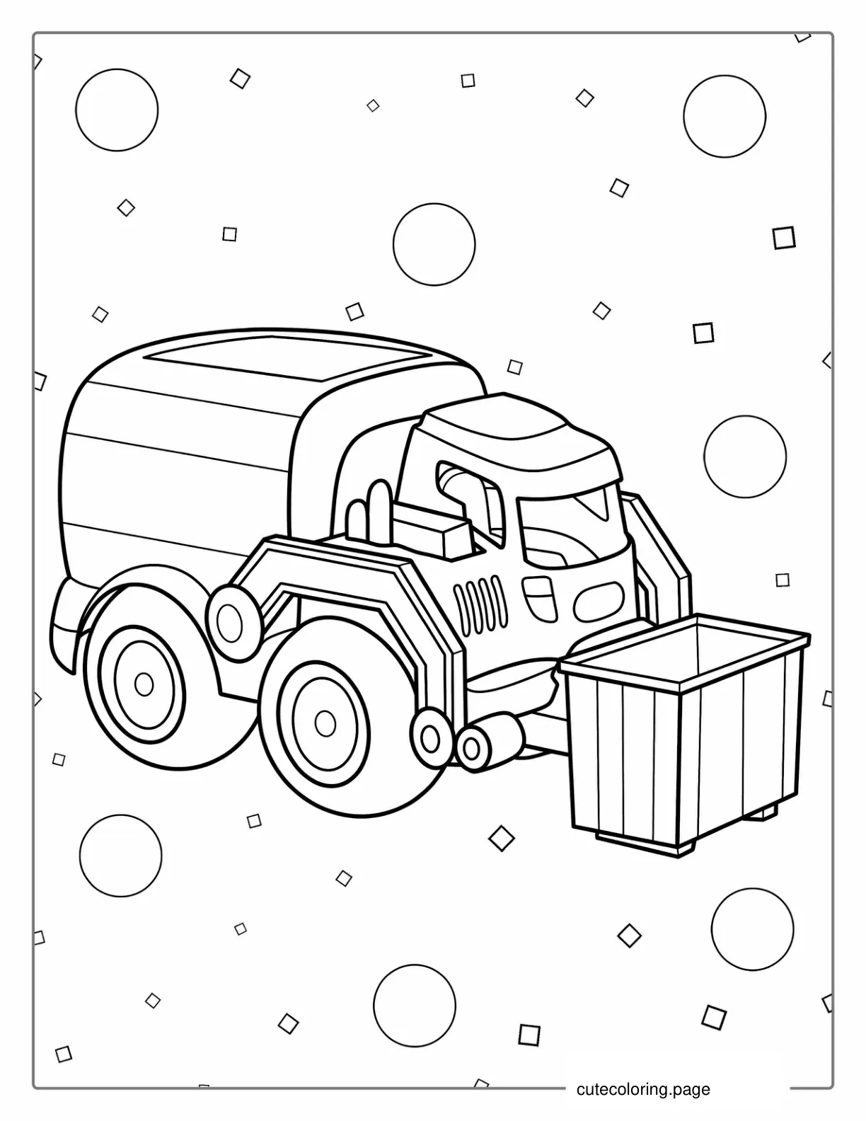 Simple Outline Of a Cartoon Garbage Truck coloring page