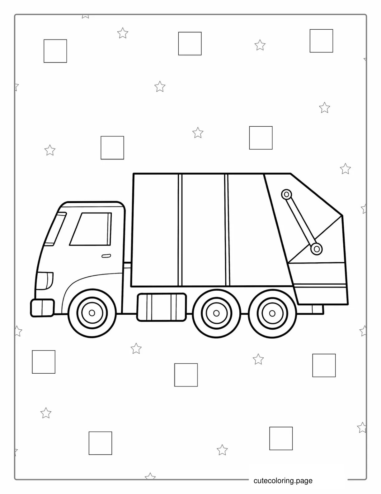 Simple Outline Of a Garbage Truck To Color For Preschoolers coloring page