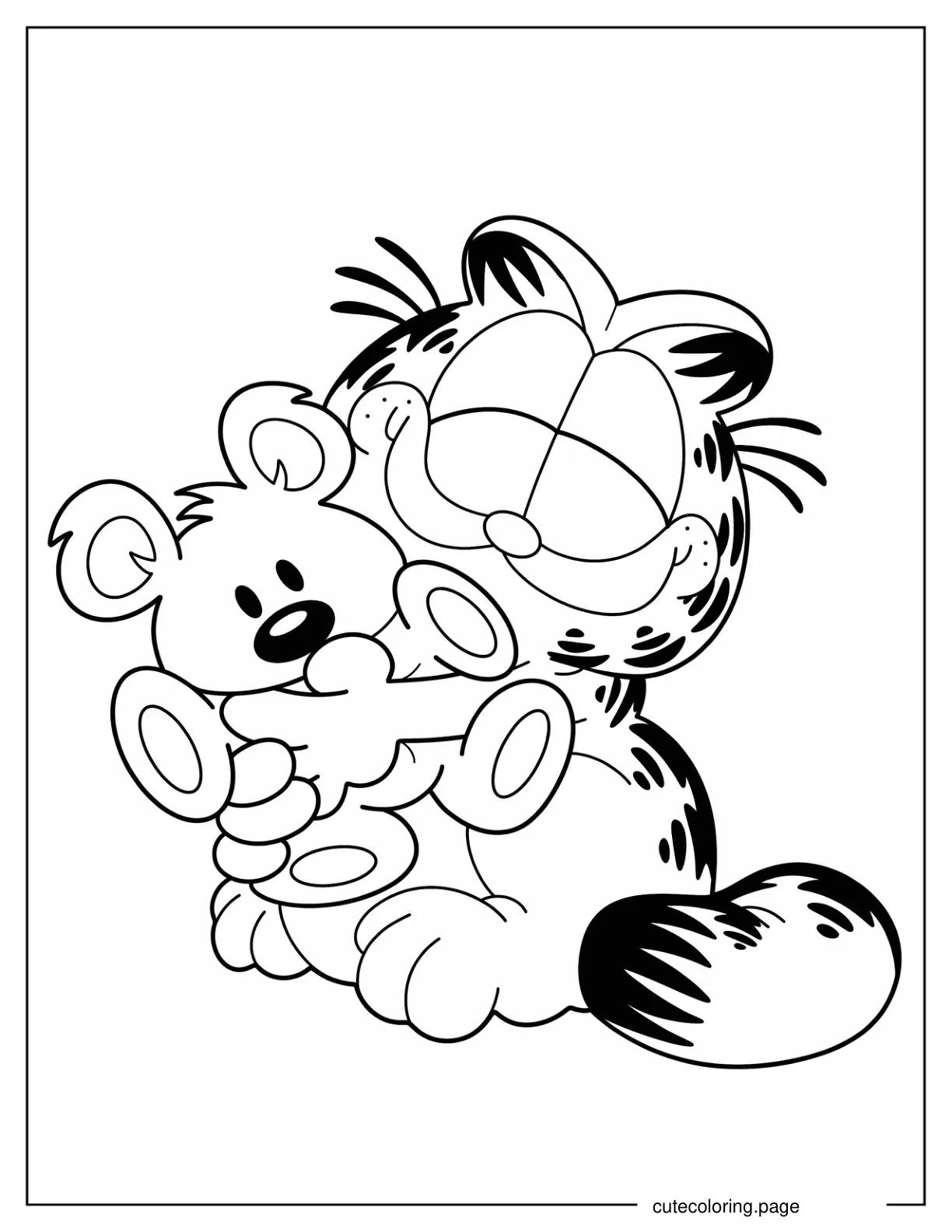 Coloring Sheet Of Garfield Hugging Pookie coloring page