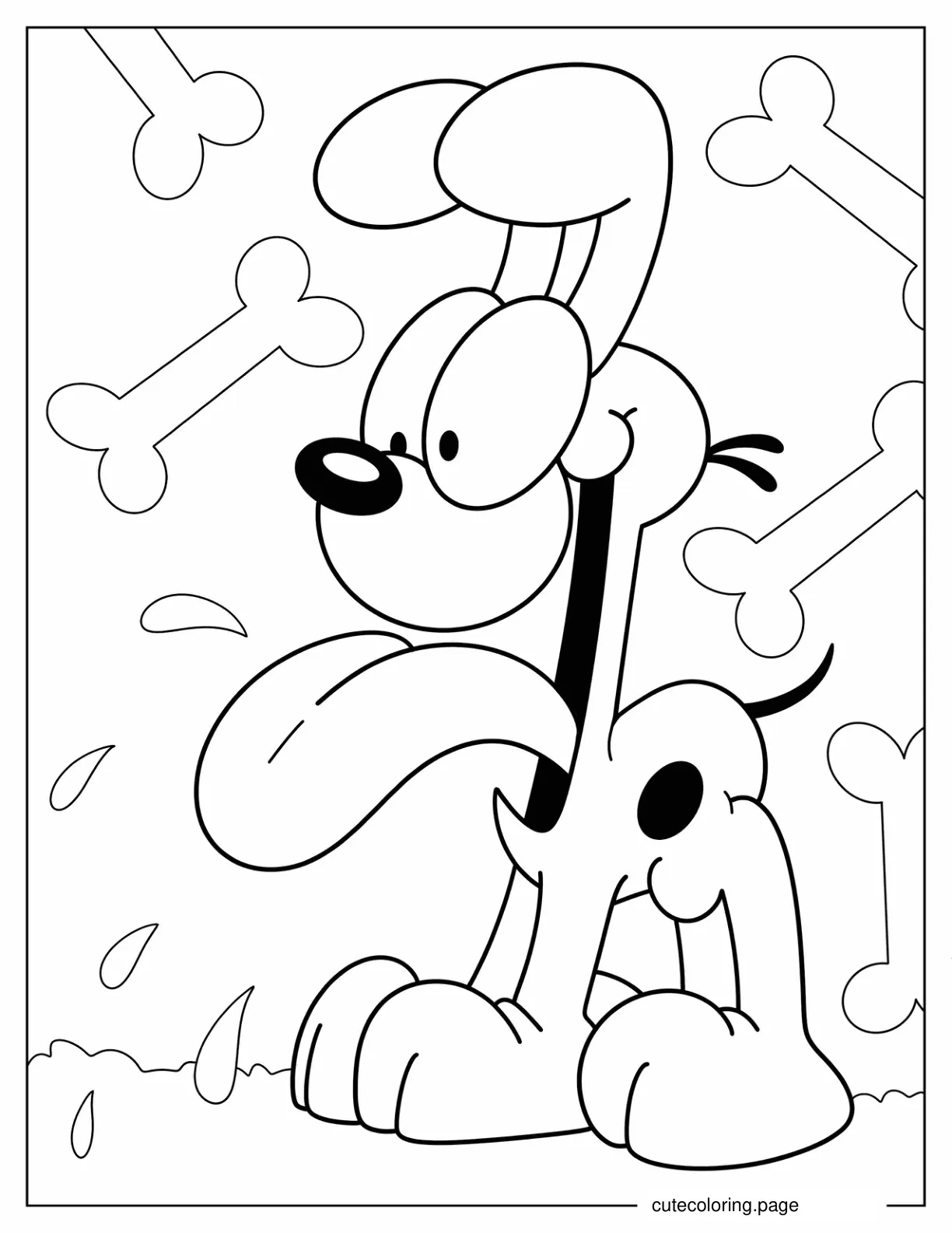 Excited Odie Coloring In For Kids coloring page