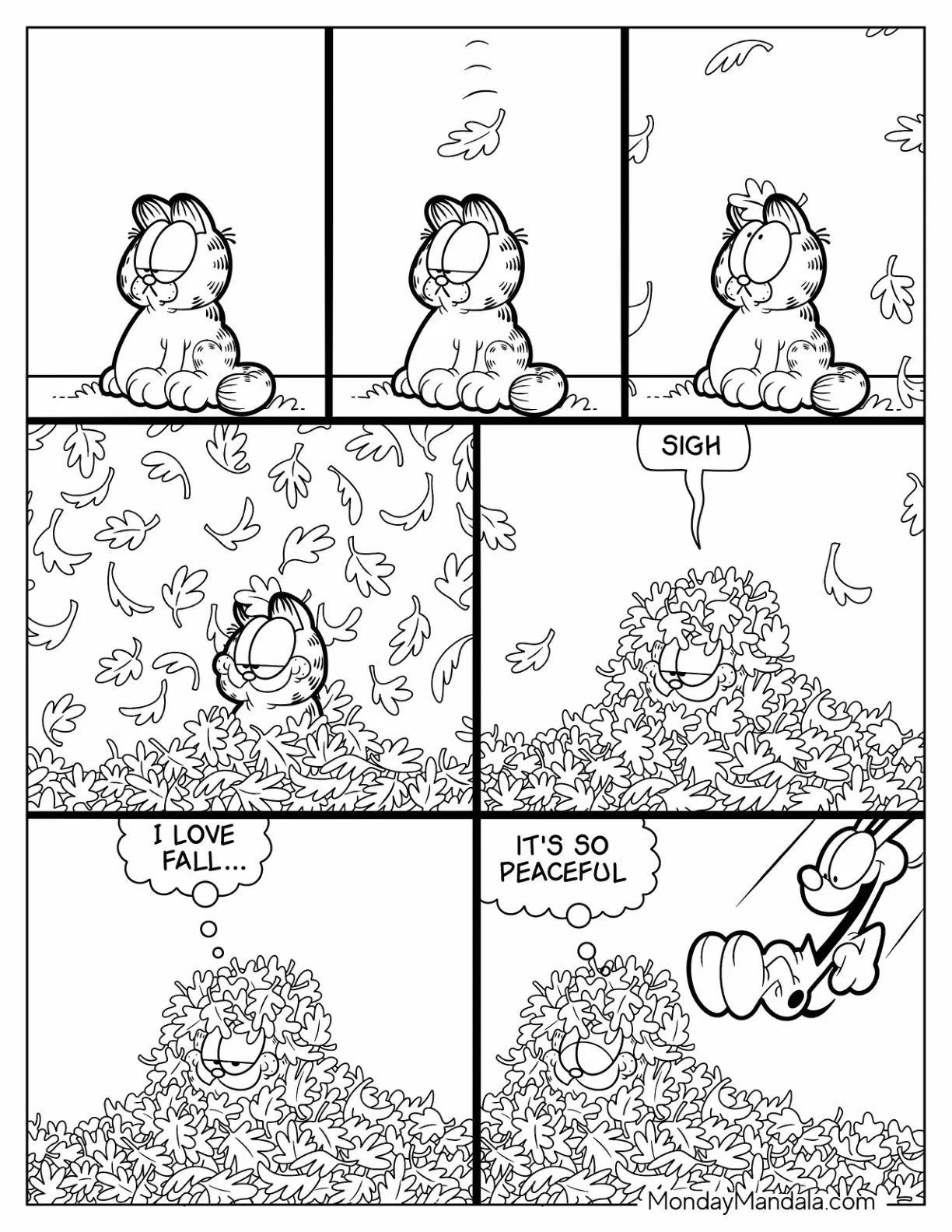 Funny Autumn Garfield Comic Strip coloring page