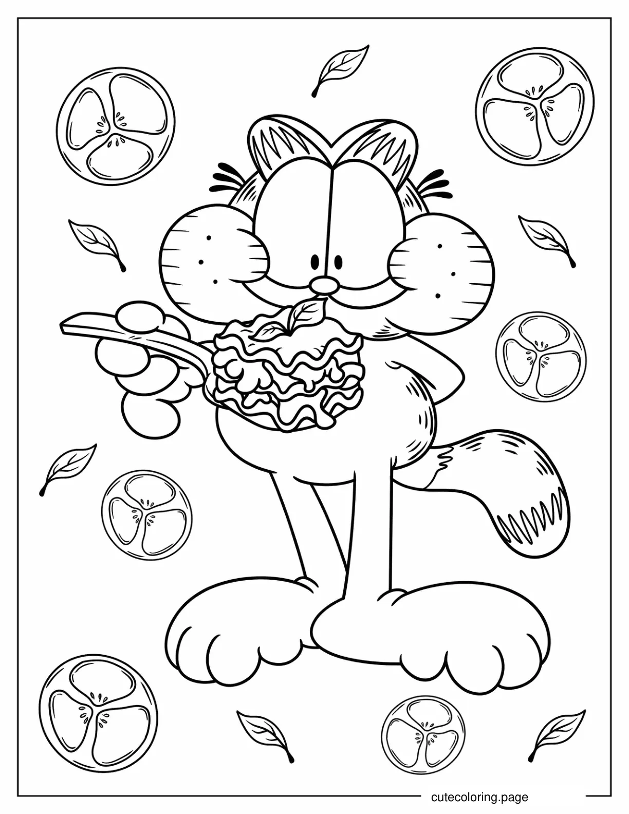 Garfield Eating Lasagna Coloring Sheet coloring page