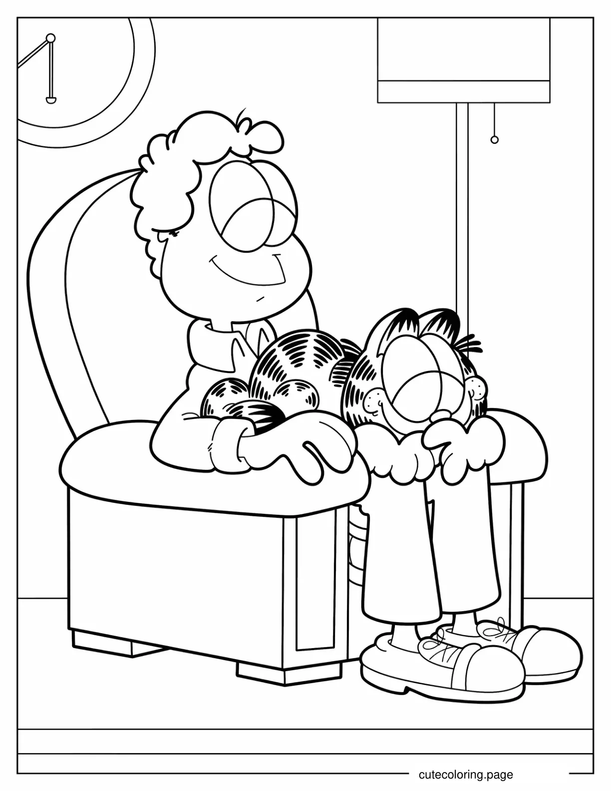 Garfield Sleeping On Jon_s Lap coloring page