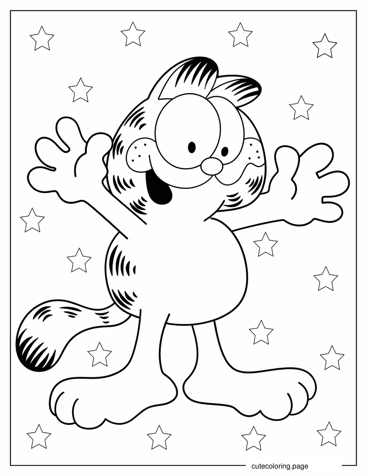 Kawaii Garfield Coloring In for Preschoolers coloring page