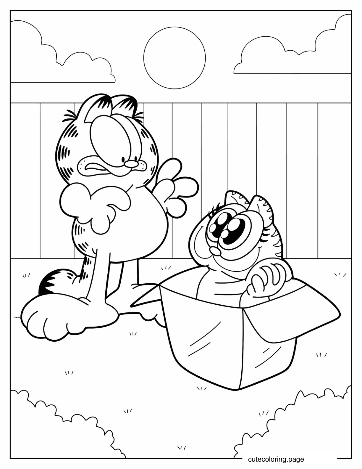 Nermal Surprising Garfield Coloring Sheet coloring page