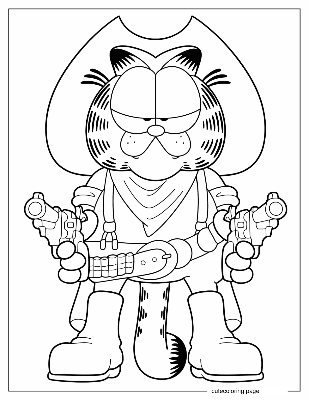 Outline Of Cowboy Garfield Coloring In coloring page