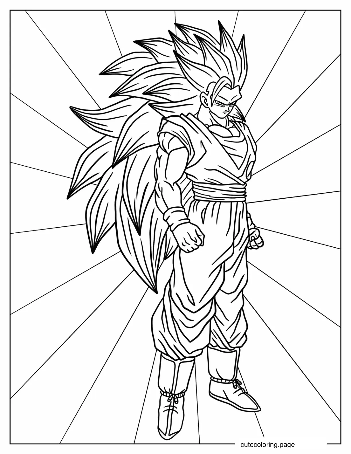 Coloring Page Of Goku Super Saiyan 3 Mode coloring page