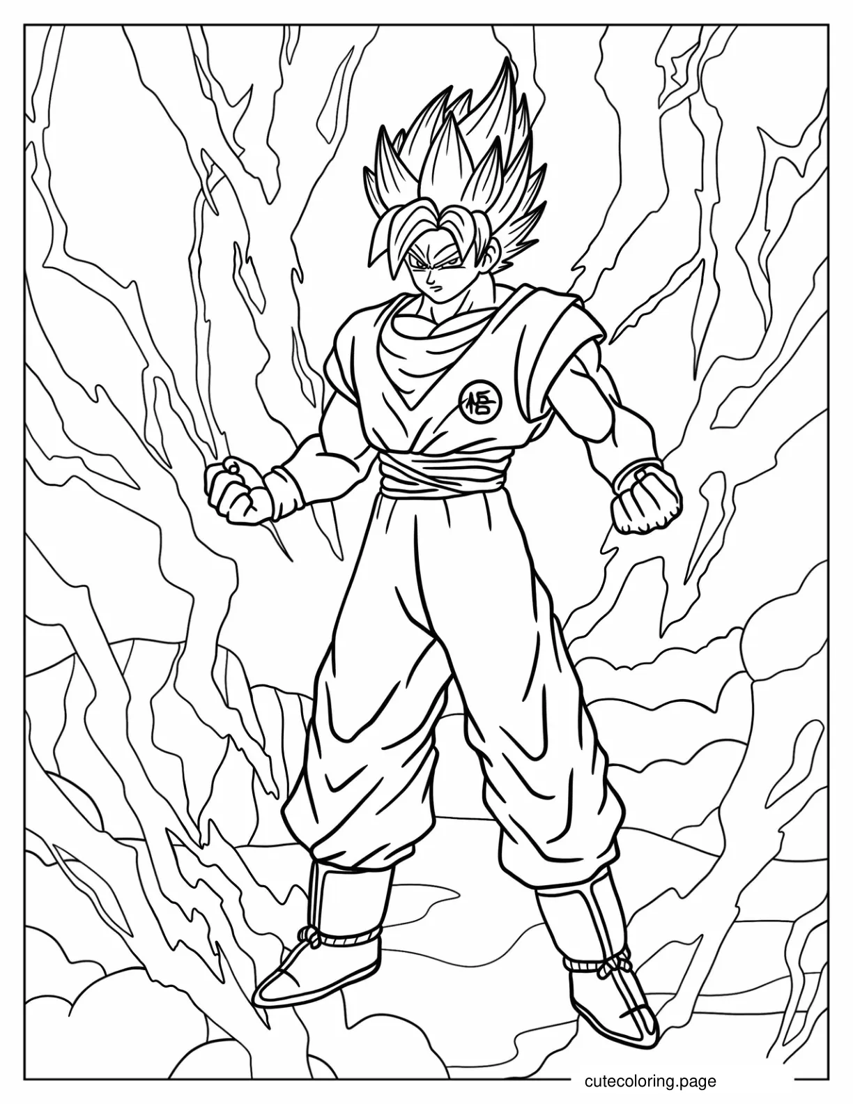 Easy Coloring Sheet Of Goku In Saiyan Mode coloring page