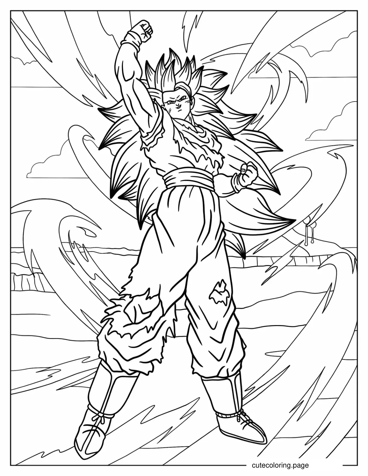 Goku Fighting In Saiyan Mode Coloring In coloring page