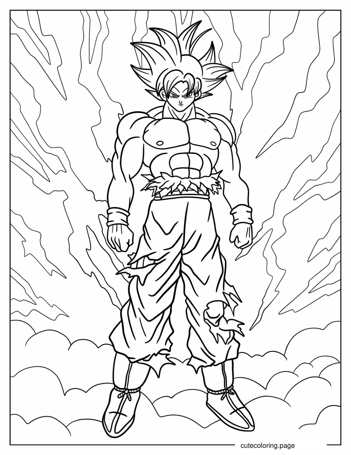 Goku In Torn Clothing From Battle coloring page