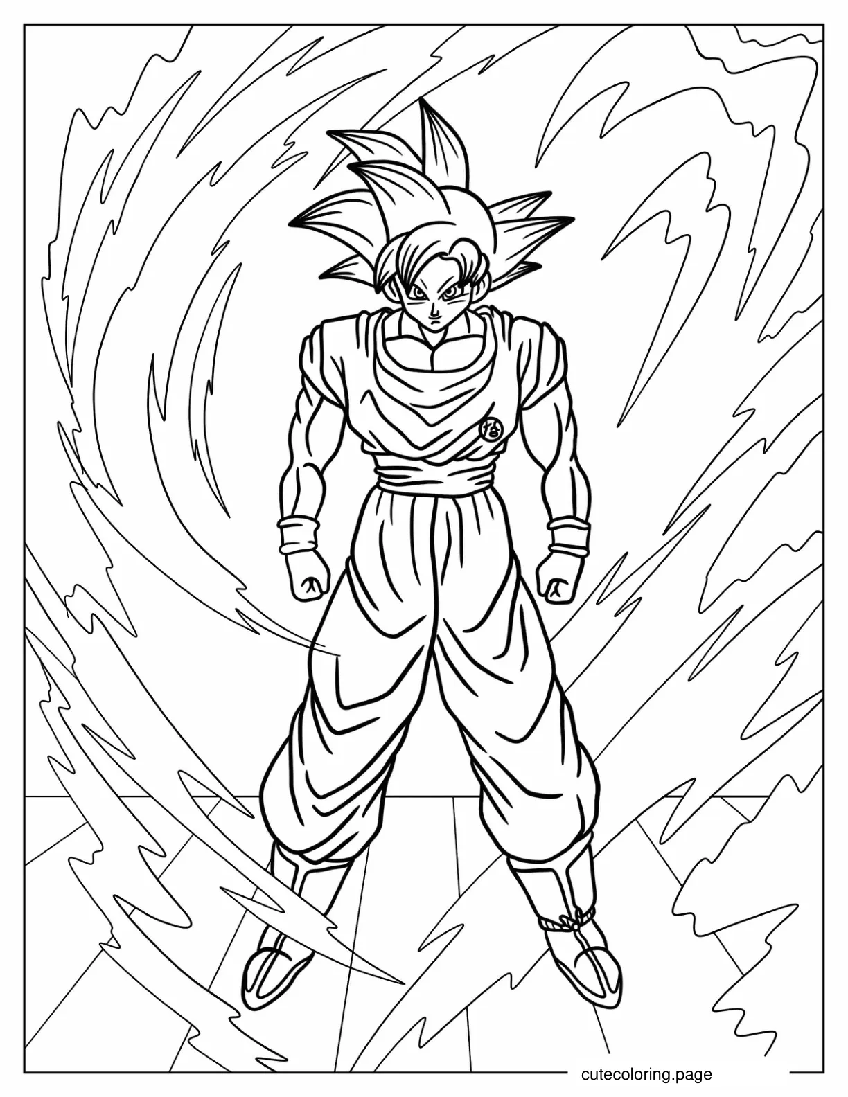 Goku In Turtle School Uniform Coloring Sheet coloring page