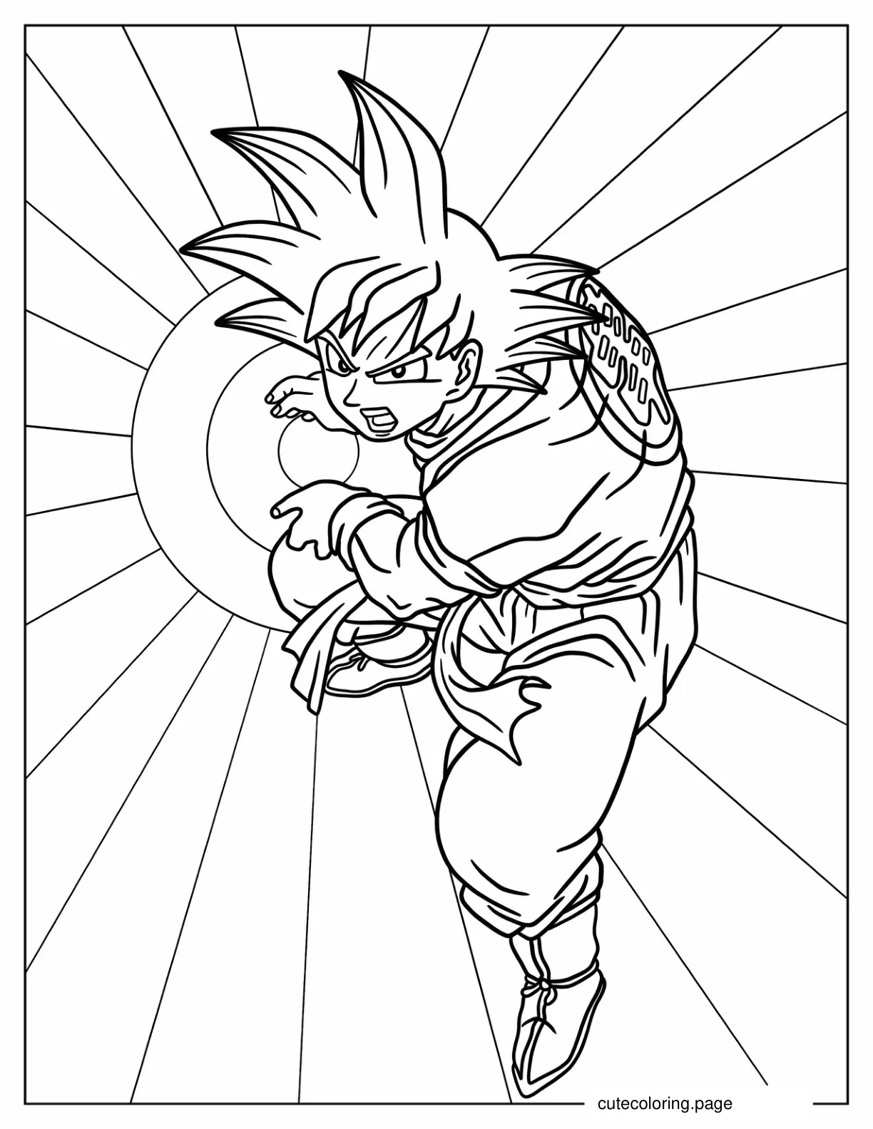 Goku Making Kamehameha Wave coloring page