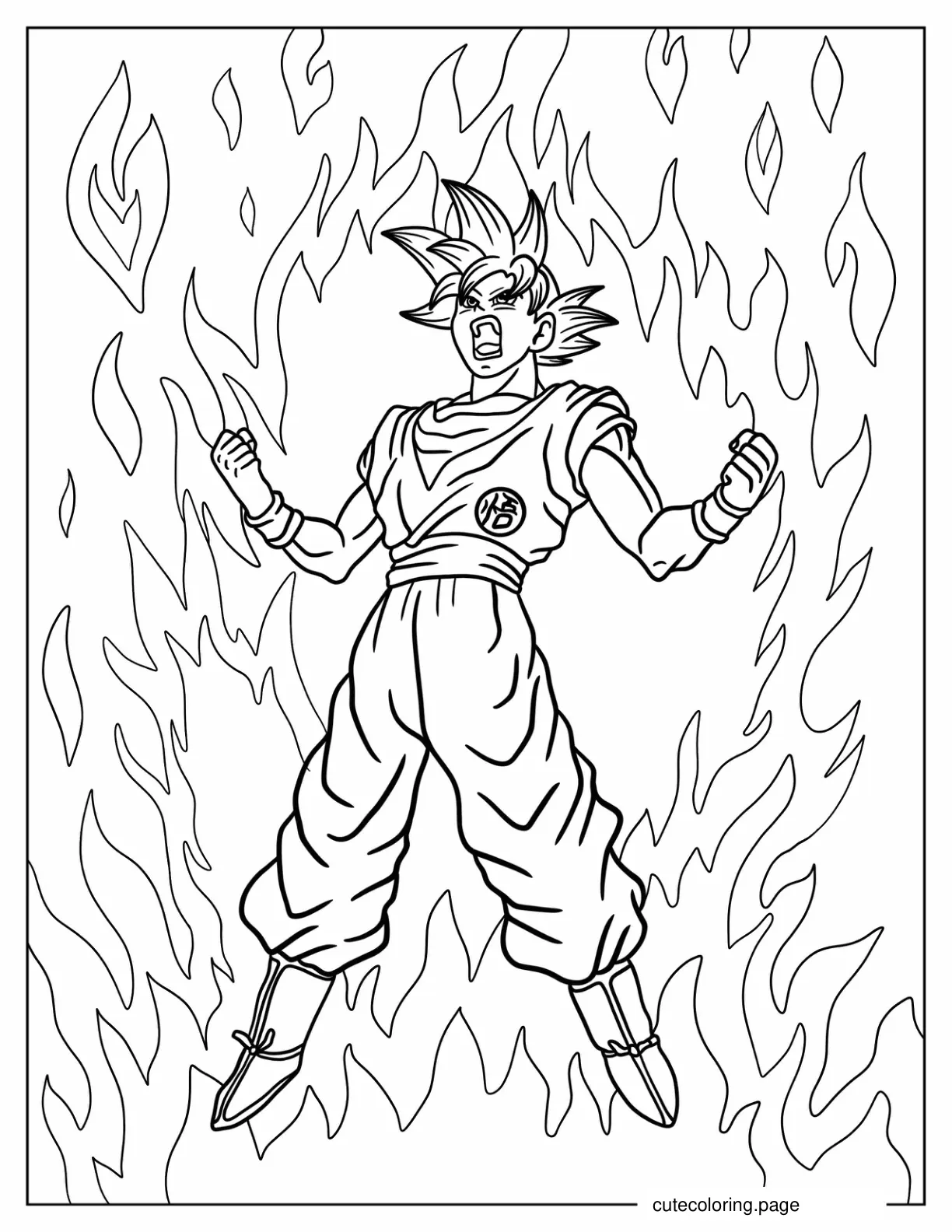 Goku Powering Up Coloring Sheet coloring page