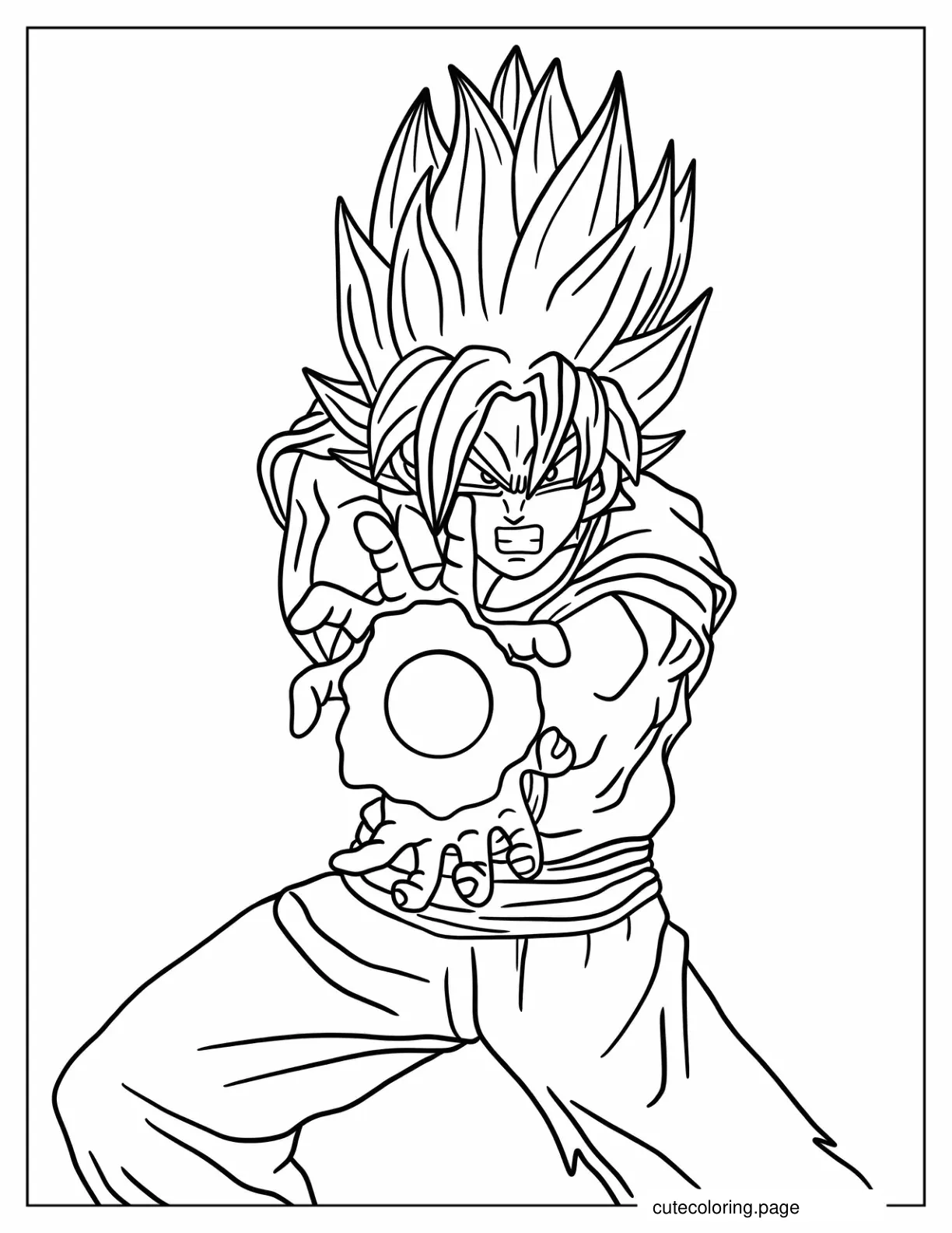 Goku Releasing Kamehameha Coloring In For Preschoolers coloring page